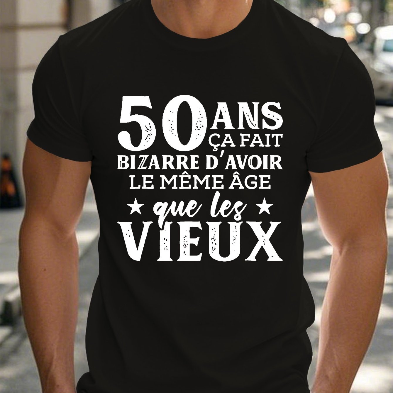 TEMU T-shirt à manches courtes pour hommes de 50 ans - Haut d'été