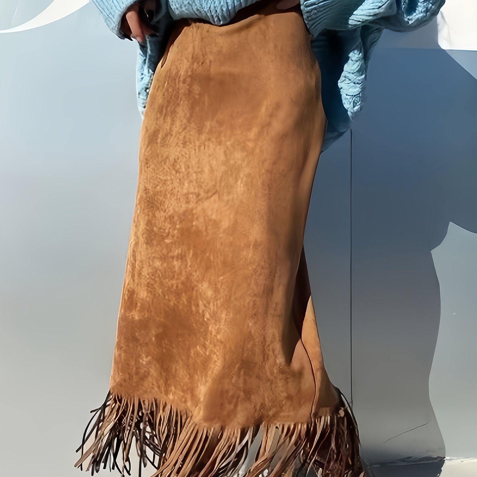 TEMU Elegant Women's Fringe Skirt, Fashionable Vintage Versatile Casual Wear For