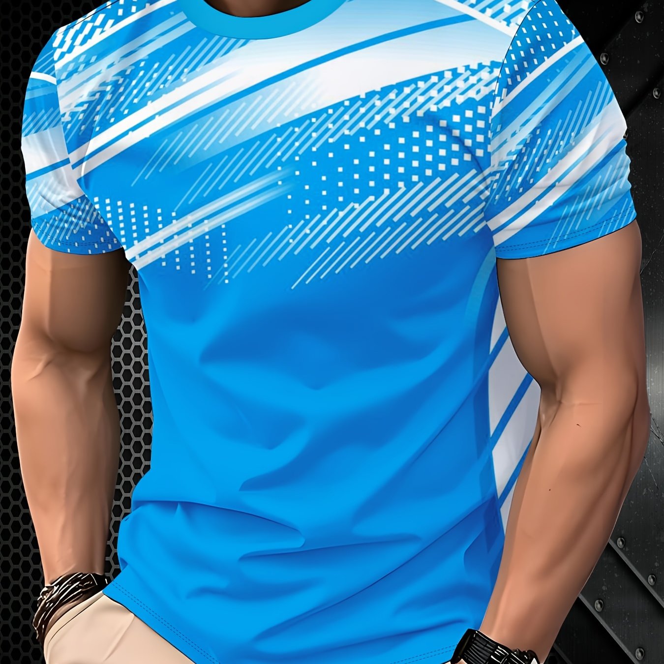 TEMU T-shirt de sport à manches courtes, style Dynamic Tech Line, confortable et respirant, idéal pour l'entraînement