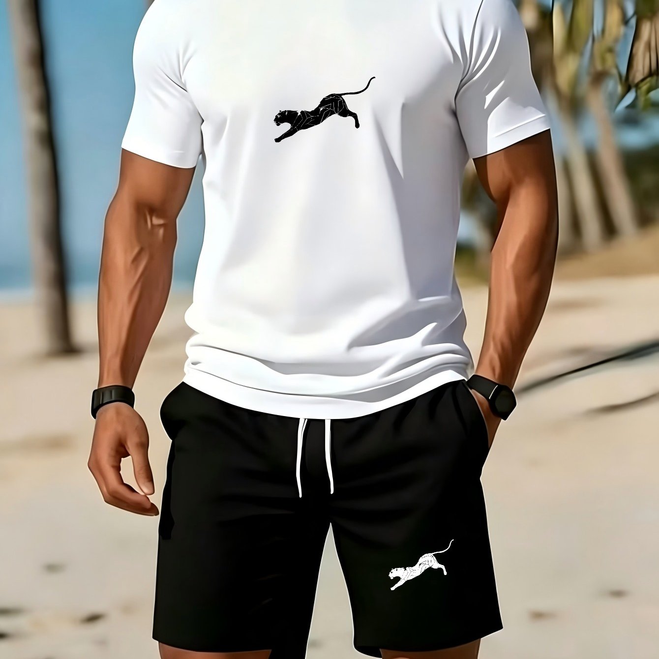 TEMU Set di T-shirt a maniche corte con stampa, vestibilit� regular, per , confortevole, traspirante, per l'estate, traspirante e fresca per tutto