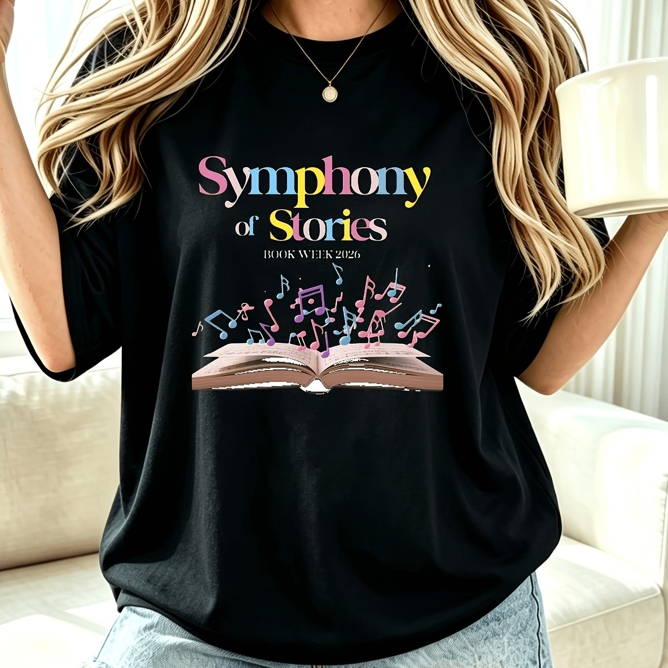 TEMU Women's T-shirt, Edgy Fashion Tee Of Stories Book Week T-shirt Teacher Costume Dress Up Australia 201 Summer Short-sleeved Printed T-shirt