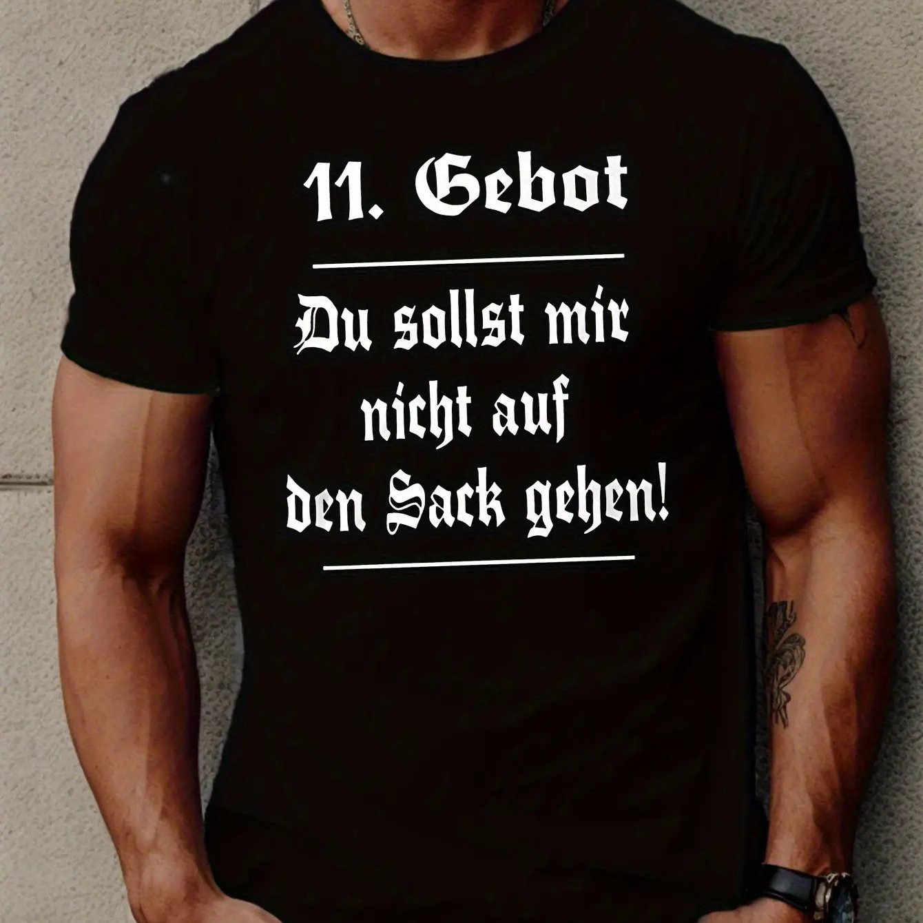 Men's Funny German Slogan T-shirt - "don't Worry, Figure It Out " Text, Casual Crew Neck Short Sleeve, Regular Fit , Sarcastic Humorous Adult Gift, Plus Size
