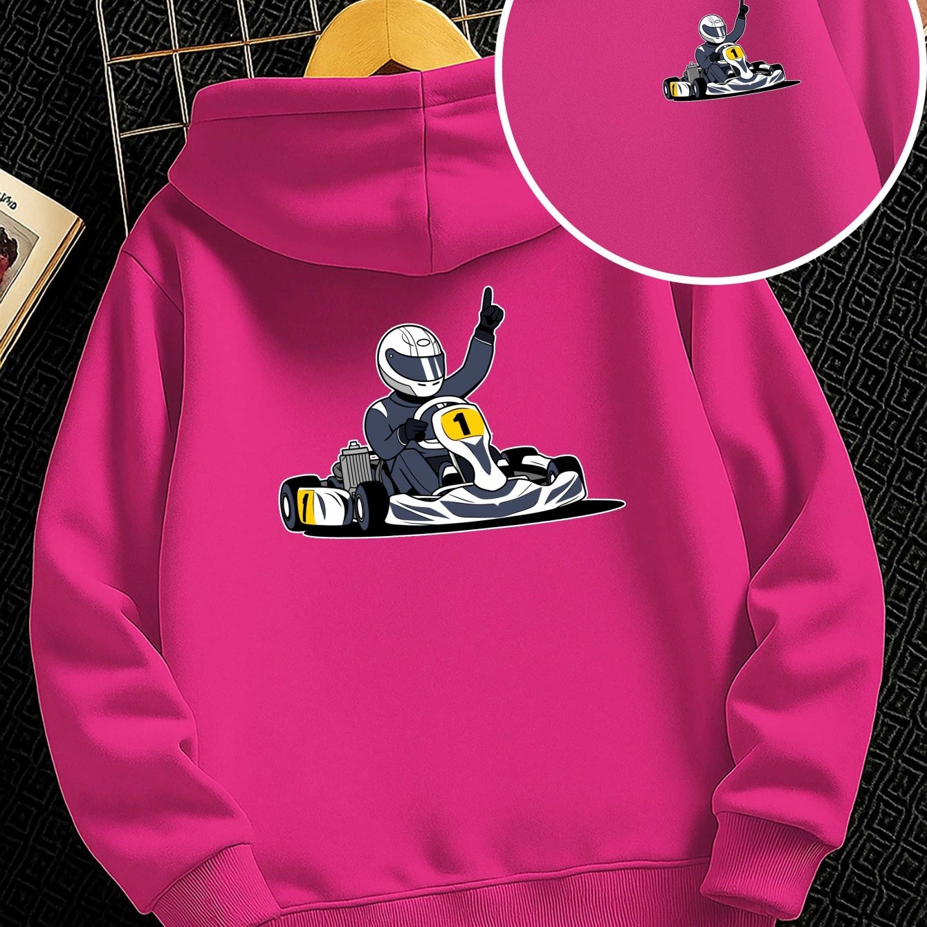 TEMU 0121 Go Kart Boys Hoodie Double-sided Printing