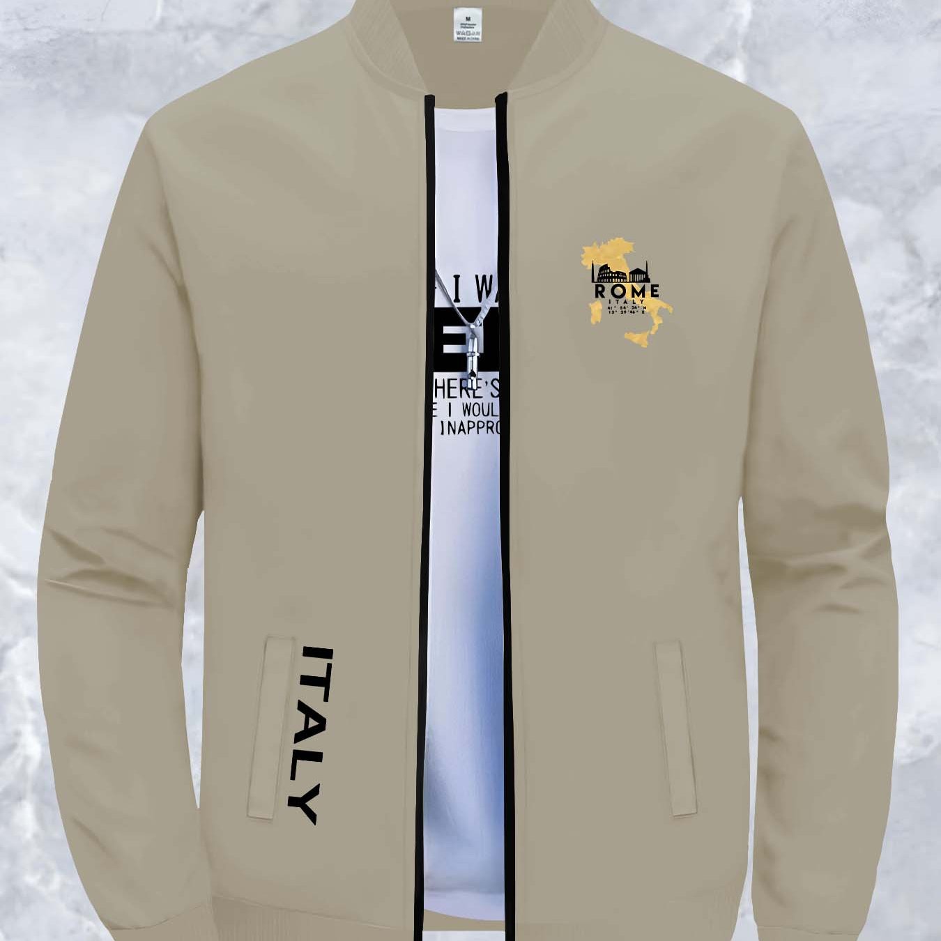 TEMU Men's Stylish Autumn And Winter Jacket With A Collar, Featuring A Trendy , Perfect For Casual Wear