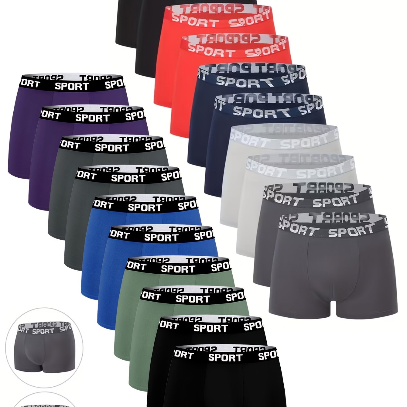 TEMU 6pcs Random Men&; Color Long&;s Underwear, Breathable Quick Drying Elastic Waistband Sports Pants, Suitable For Daily Wear And Exercise Fitness