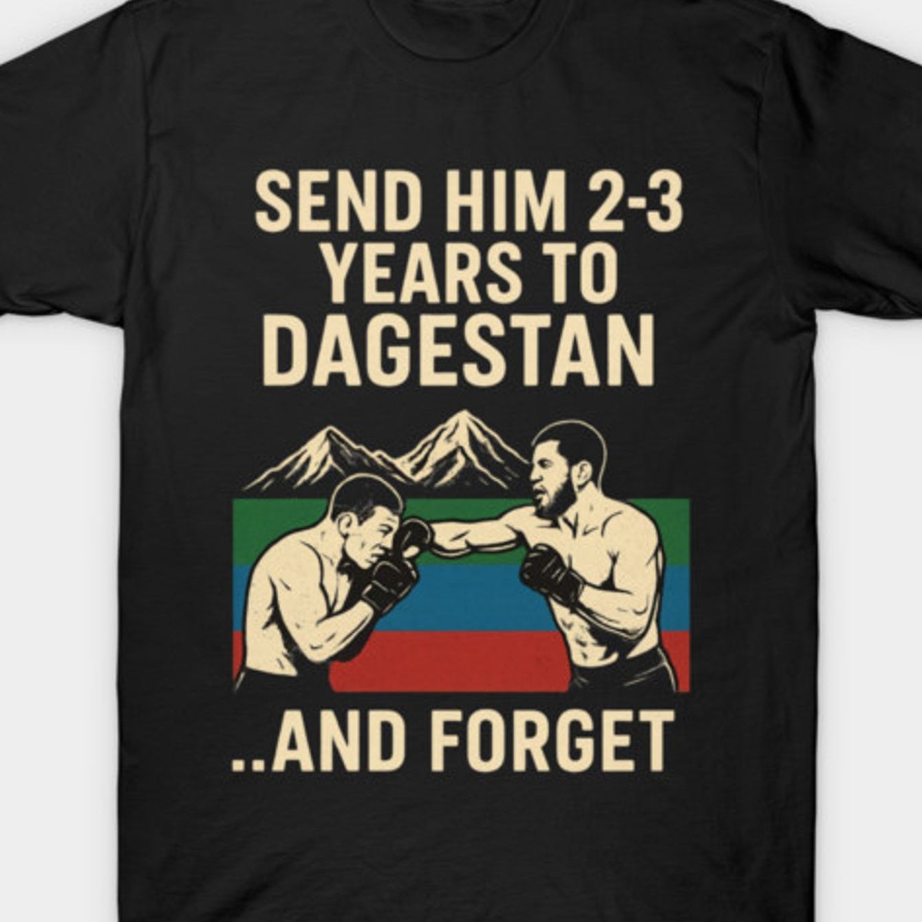 23 Years To Dagestan And Mma T-shirt | Casual Crew Neck, Stretch Fabric, Regular Fit, Geometric-pattern, Perfect For Men