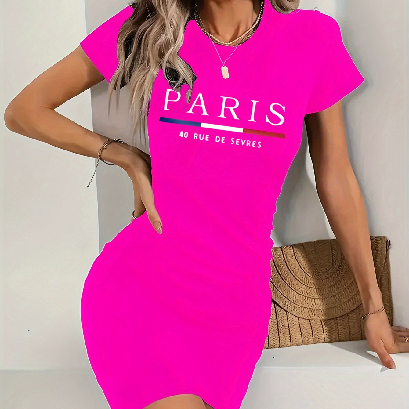 E-shop Damen Frühlings-/Sommer Casual Elegantes Bedrucktes Rock, Neues Kurzarm-Modekleid