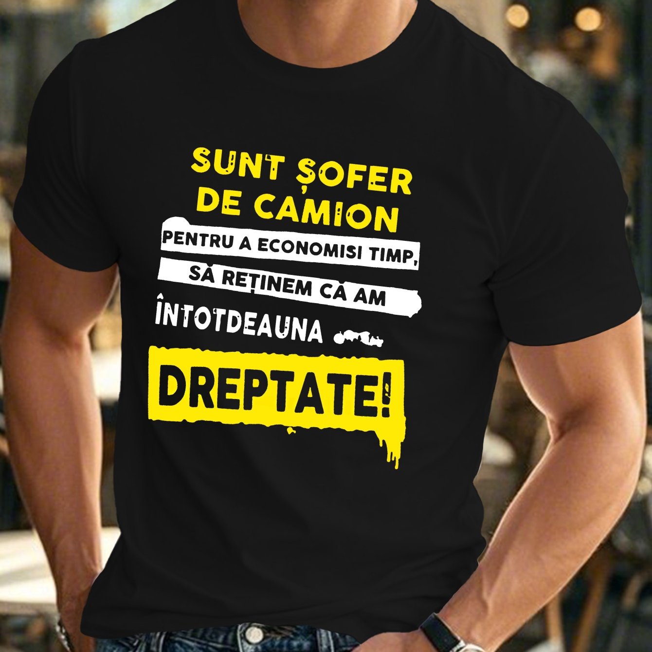 TEMU Men's Romanian Style Short Sleeve T-shirt - Casual Summer Round Neck Top With Romanian Text Print, Machine Washable Casual Attire & Cultural