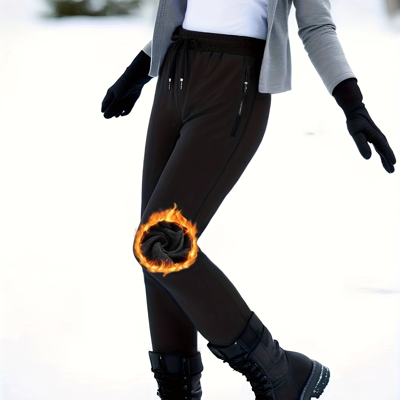 E-shop Modische Outdoor-Hose für Damen, geeignet für Outdoor- Fitnessaktivitäten, Winter-Freizeitkleidung, mit 2 stilvollen mit Schriftzug, warme Hose,