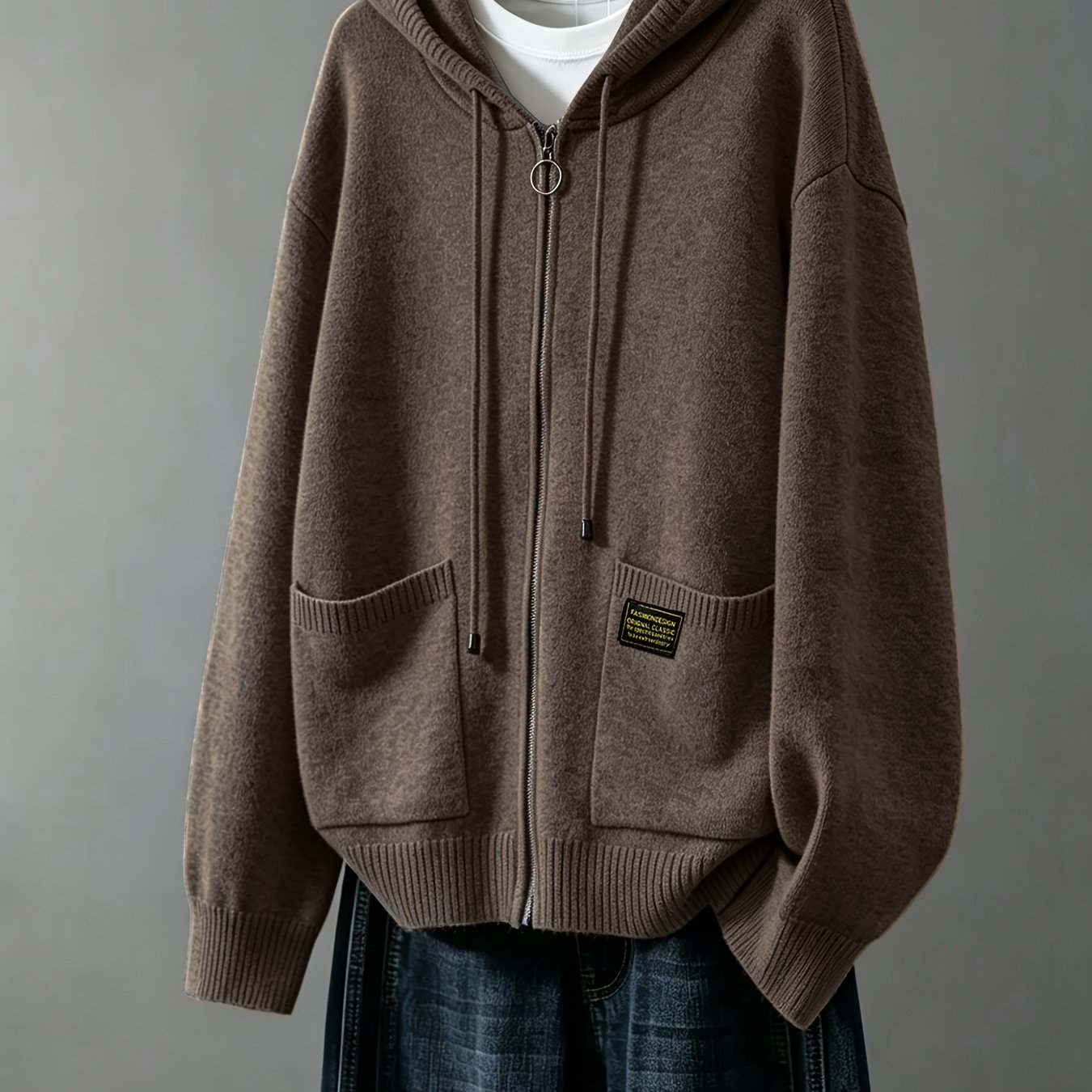 TEMU Women's New Autumn/winter Cardigan, Sweater Coat For Spring/fall, Loose Fit Outerwear With Hood