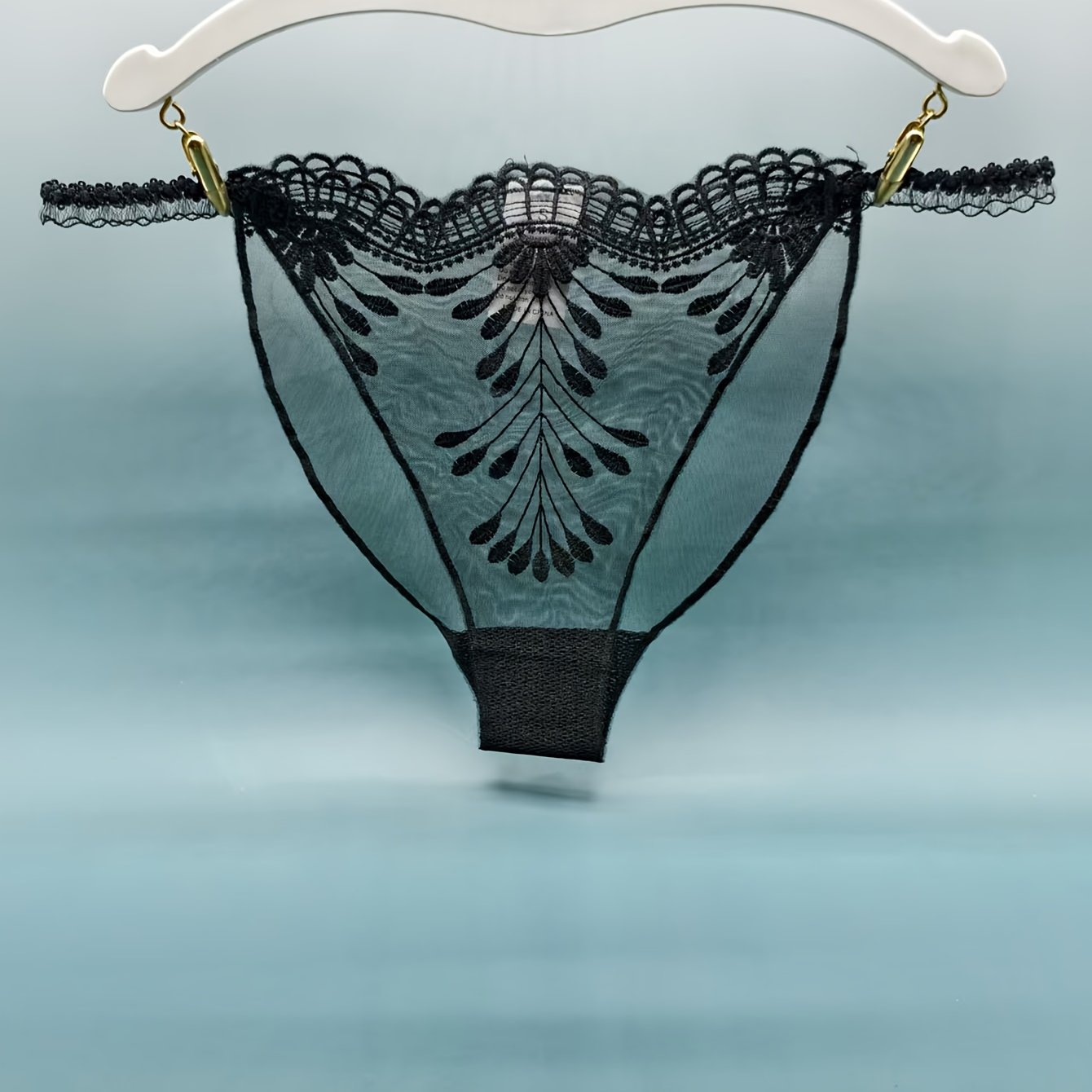 TEMU 3pcs Sexy Mesh Embroidered Panties, Lace Trim Low-rise Briefs, Sheer Tempting Women's Underwear