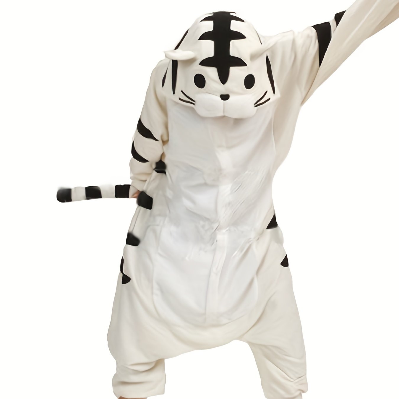 TEMU Adult Tiger Onesie | Halloween And Christmas Party Costume, Solid Color With Long Sleeves And Crew Neck, Perfect For Adults