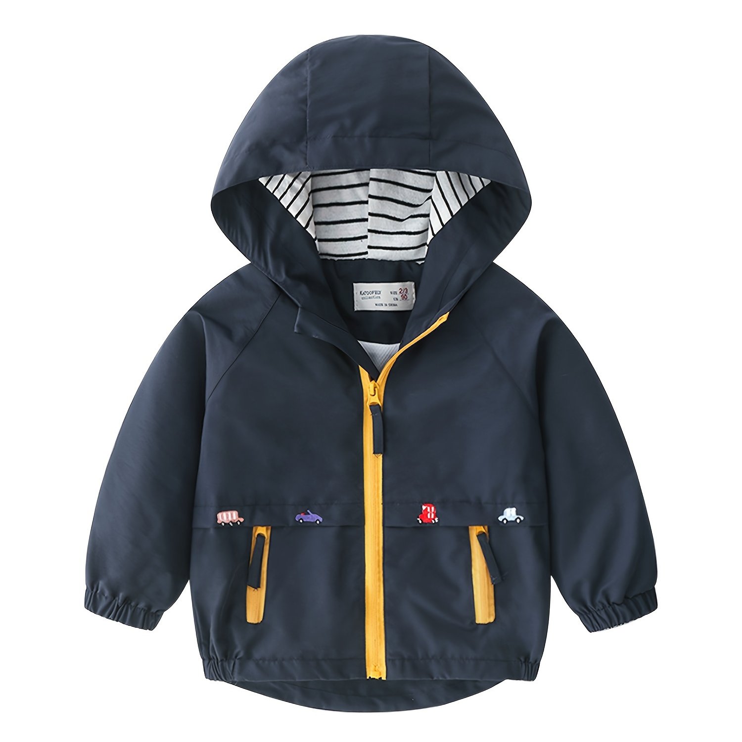 Image of Lontakids Boys Jacket Spring And Fall Jacket Cartoon Embroidery Double Hooded Windbreaker Coat Casual Fashion, Autumn Essentials