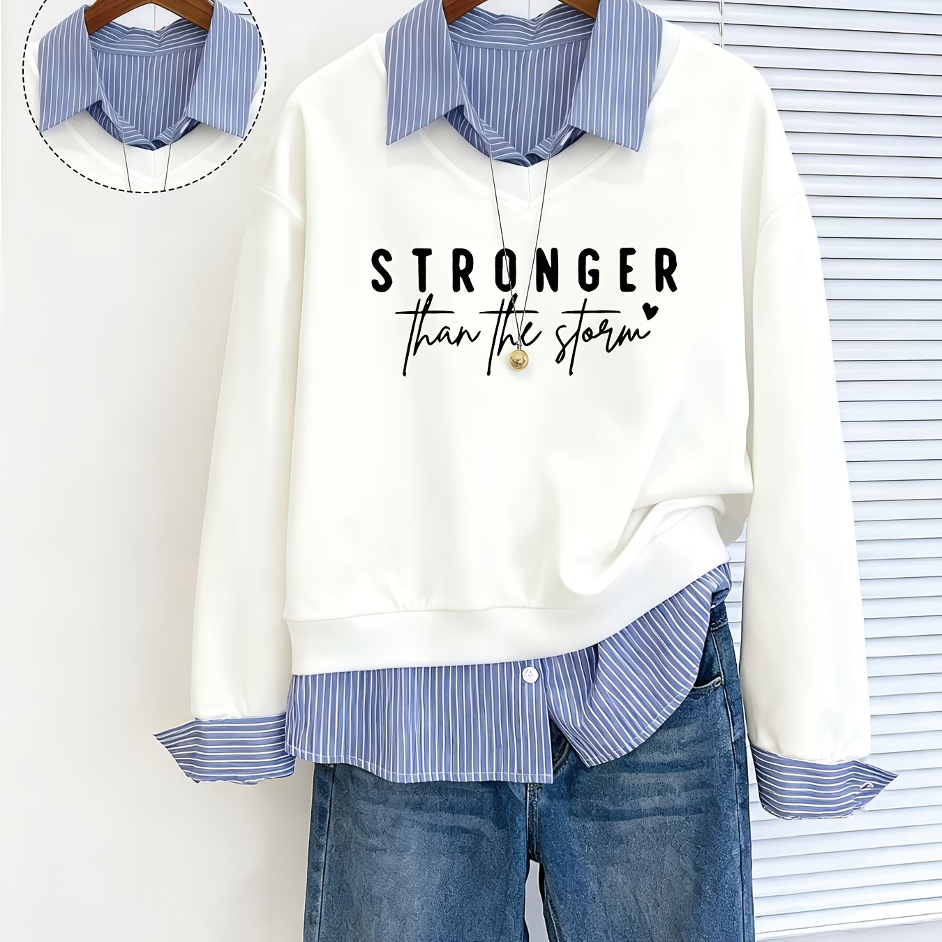 TEMU Fashion Women's V-neck Sweatshirt For Spring, Autumn, And Winter