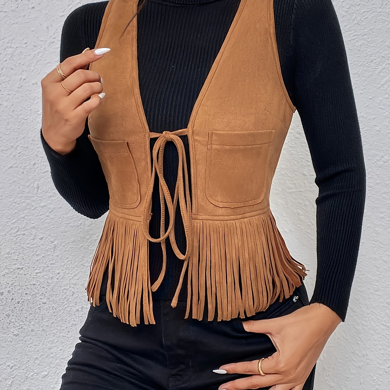 TEMU Women's Jacket Women's Vest Jacket Collarless Elegant
