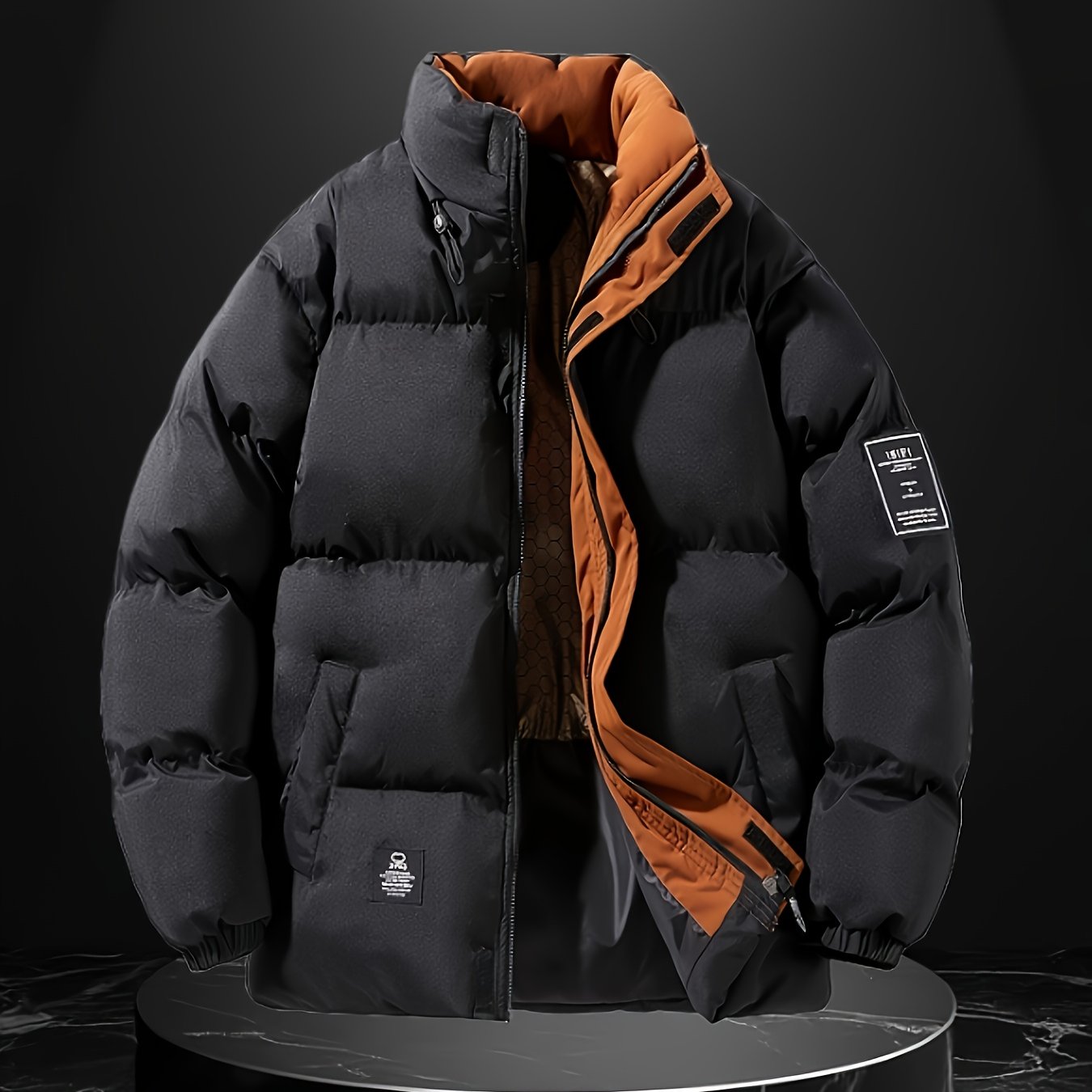 TEMU Christmas Gift Men's Autumn And Winter Alphabet Pattern Fashion Sports Outdoor Warm Wind And Cold Resistant Jacket Coat