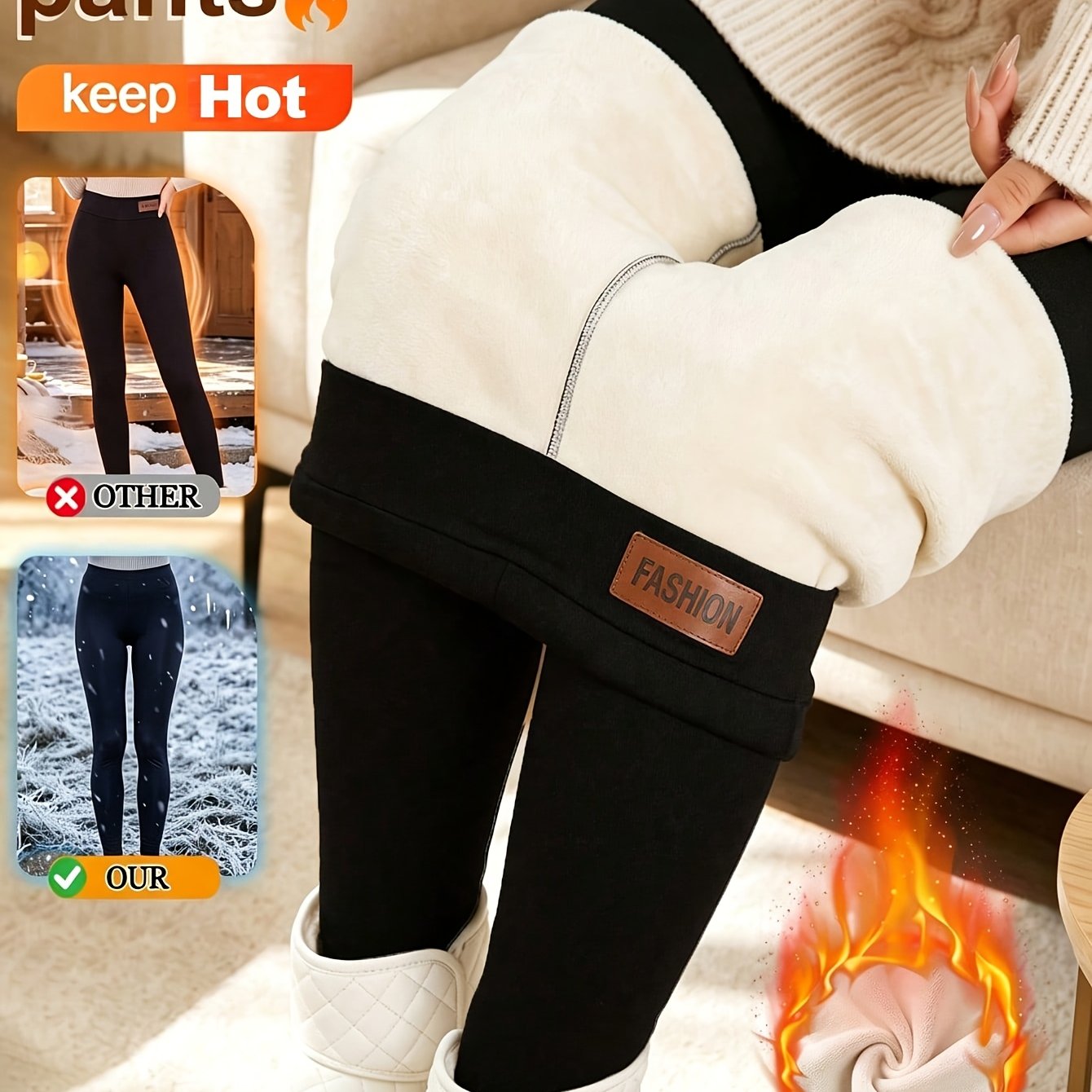 TEMU Women's -lifting Leggings New Women's High-waist -lifting Tummy Control -tight Leggings - Lined Autumn Winter With Logo