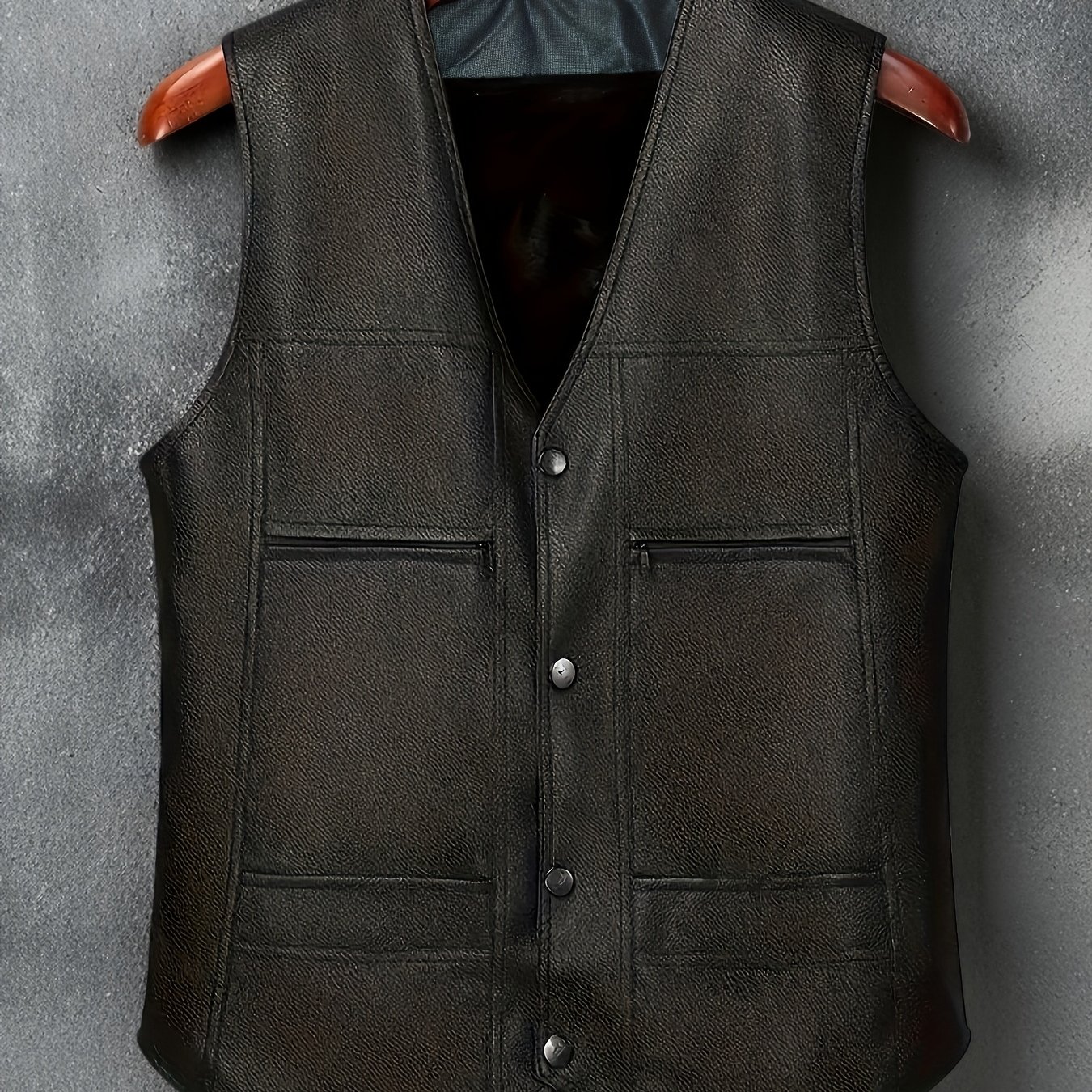 TEMU Men's -lined V-neck Casual Vest For Autumn And Winter, Multi-pocket Warm Jacket, Loose Size, Suitable For 100kg, Men's Gilet