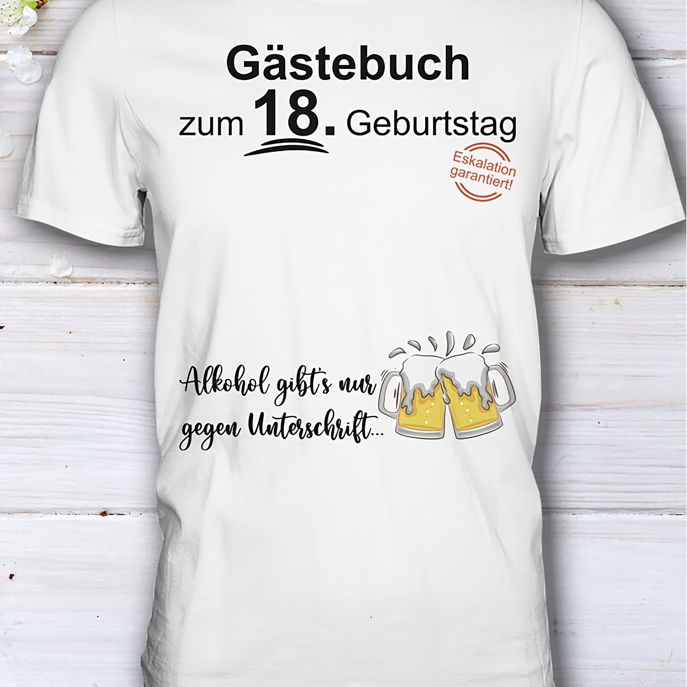 Image of 18th Birthday Autographed T-shirt - Autographed T-shirt, Crew Neck Casual T-shirt, Party Decoration, Milestone Souvenir, Soft And Comfortable, Suitable Casual Activities, Unisex, Collectible T-shirt
