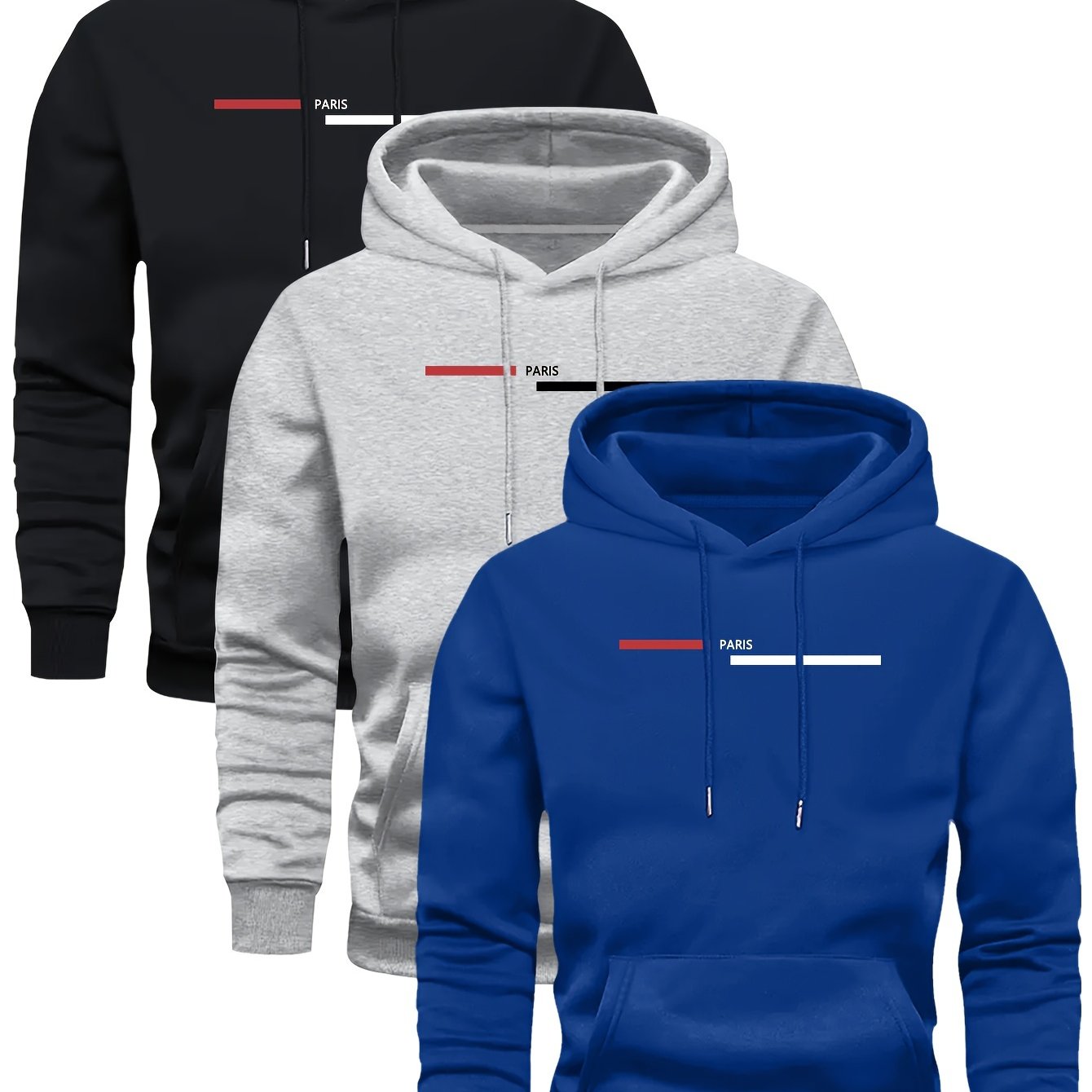 TEMU 3 Hooded Sweatshirt Fleece Men's Casual Versatile Fashion Trendy Brand Pullover Hoodie 3pcs Set