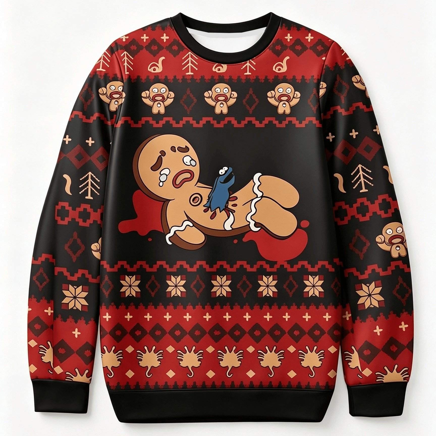 TEMU Gingerbread Man Organs Christmas Ugly Sweater | , Cute And Pattern, Round Neck Design, Unisex, Perfect Christmas Gift, Very Suitable For/season,