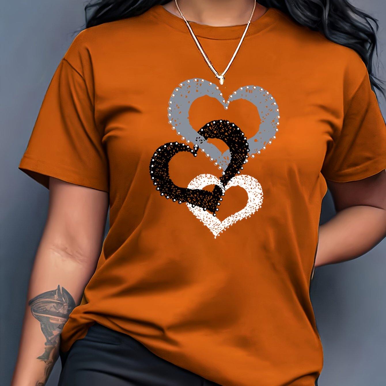 TEMU Women's Letter Graphic Print Sporty Fashion Casual Round Neck Short Sleeve T-shirt