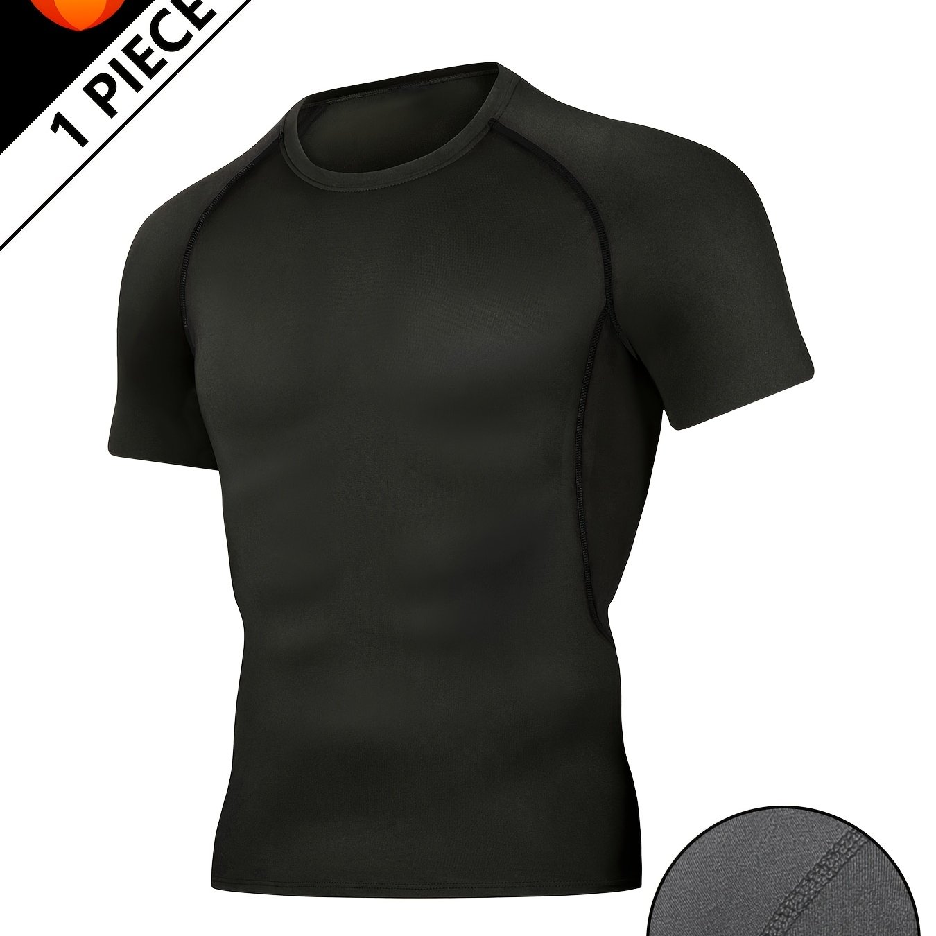 TEMU 1-pc Men's Sports Top Compression Cycling Quick-dry Shirt Casual Stretch T-shirt Basketball Base Training Sweat-inducing Sports Compression