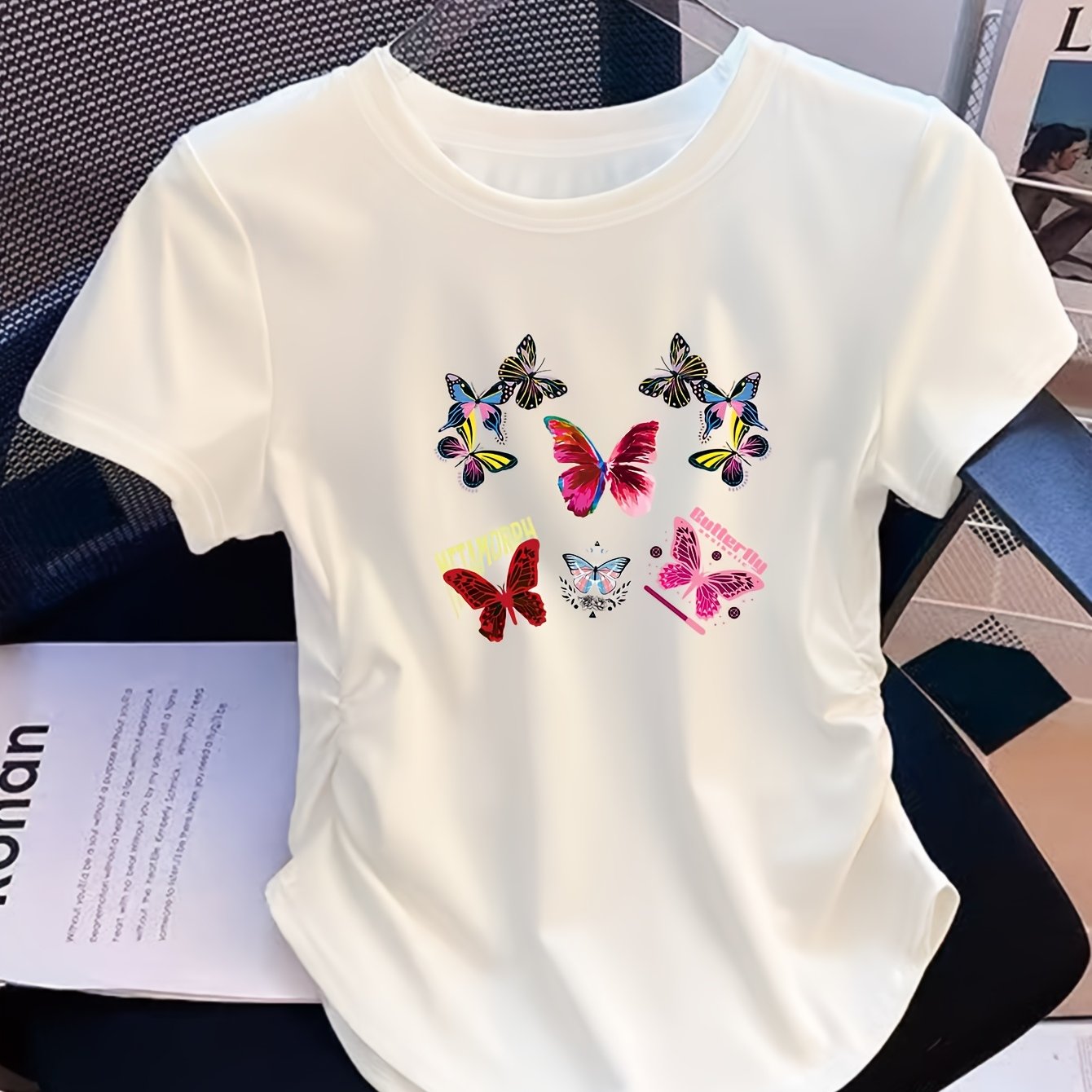 TEMU The Newly Women's Top Features A Effect Around The Waist, Elasticity And Making It Perfect For Casual Modern Fashion With A Comfortable Printed
