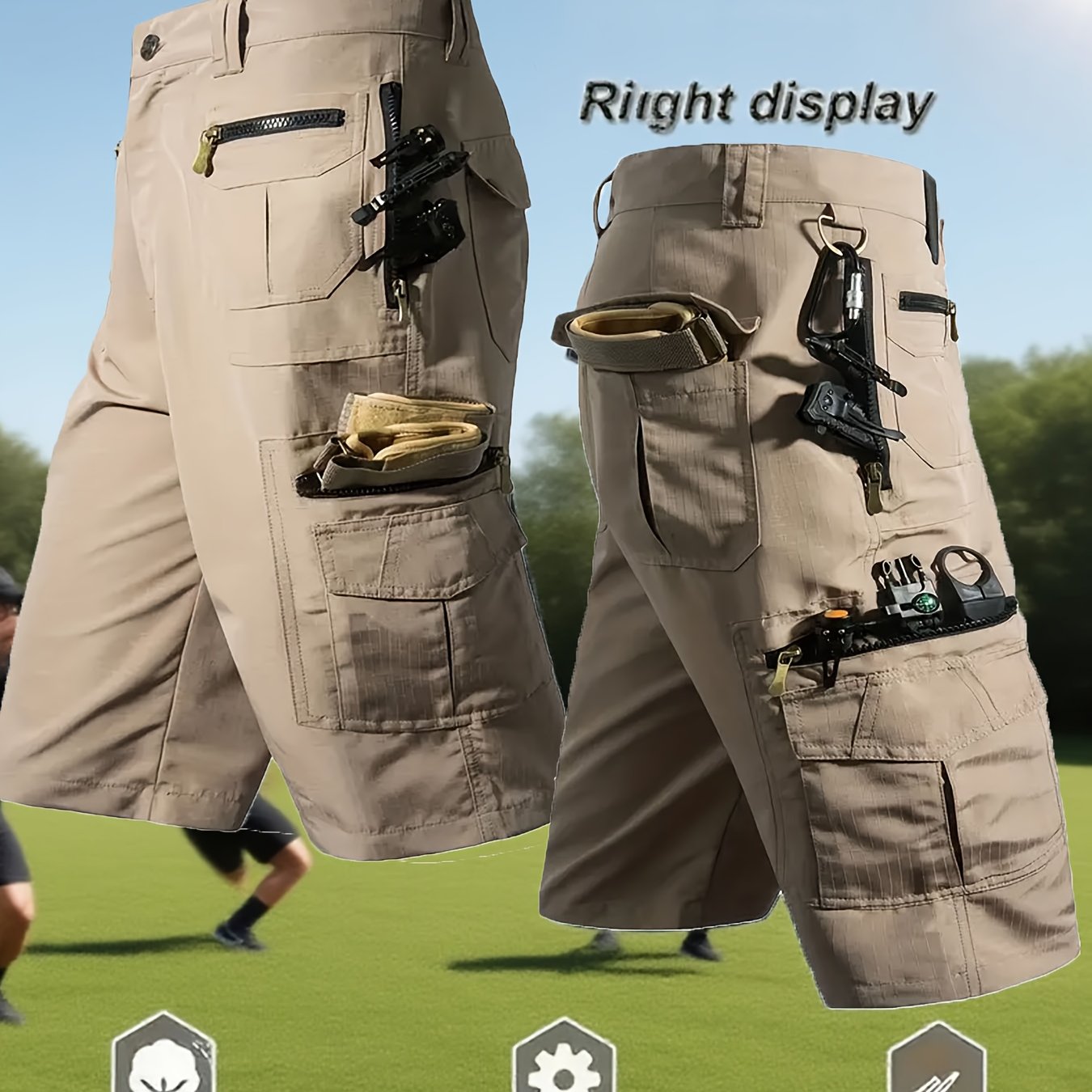 E-shop Outdoor Freizeit Herren Caprihose Lässig Gerade Multi-Pocket Reißverschluss Trendige Sommer Plus Size Cargo Shorts Taktische Sport Hose