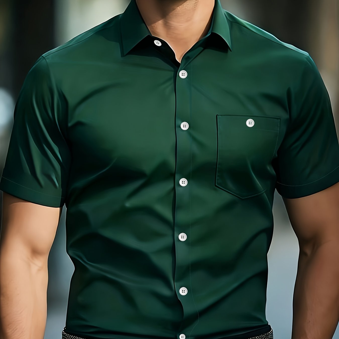 TEMU European And American Men's Business Casual Shirt, Short Sleeve Shirt, Men's Slim Casual Short Sleeve Shirt