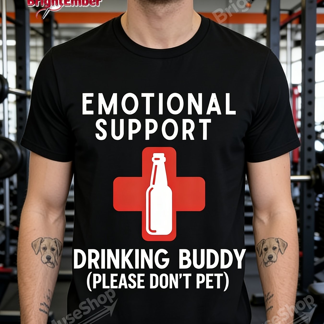 TEMU T-shirt Homme et Drôle de Soutien Émotionnel , 100% Coton Lourd, Col Rond, Motif Amusant "IBD Buddy", Tenue Décontractée, Cadeau de Noël pour