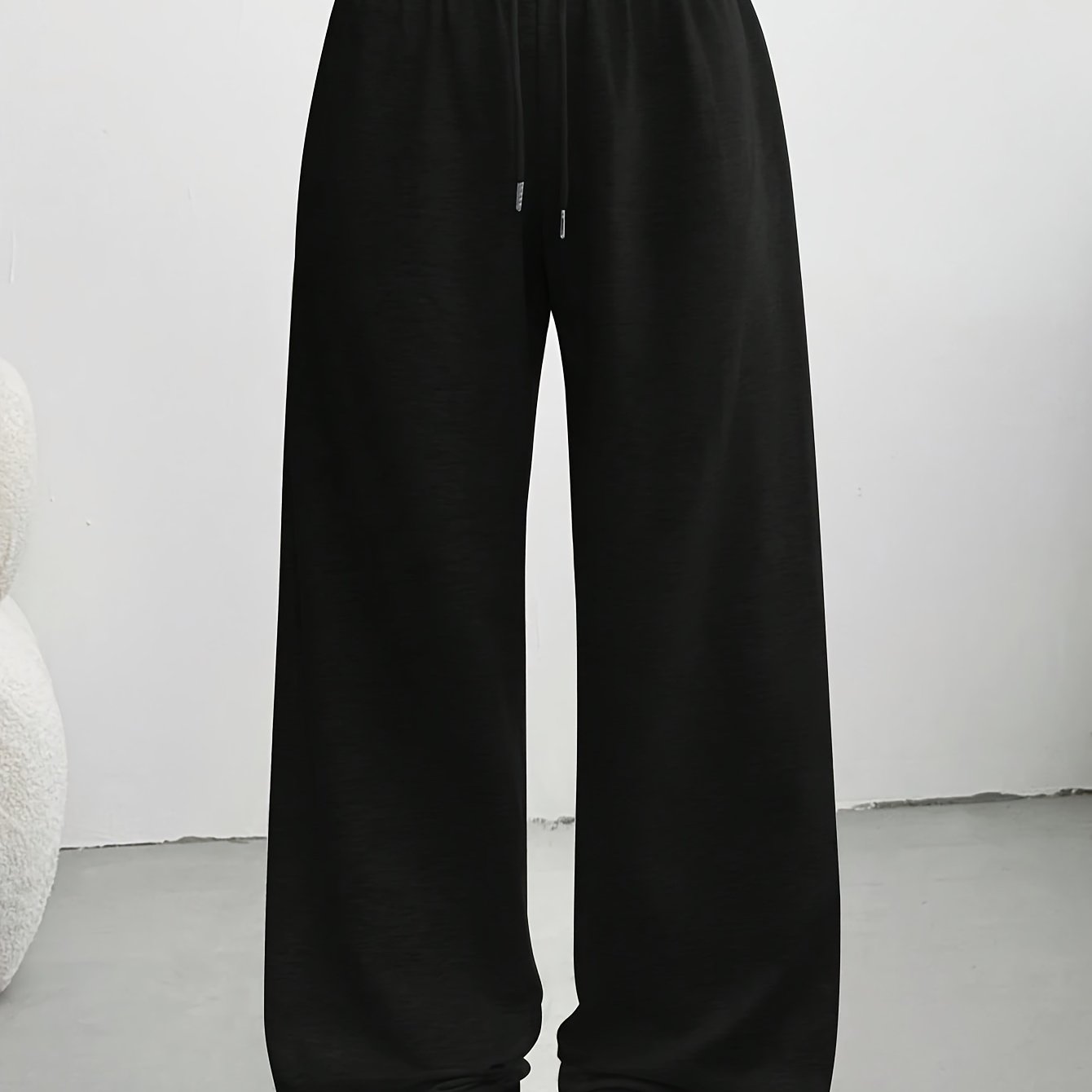 Image of Women's Casual Pants, Easy Drawstring Joggers For Spring/summer, Wide-leg Casual Wear
