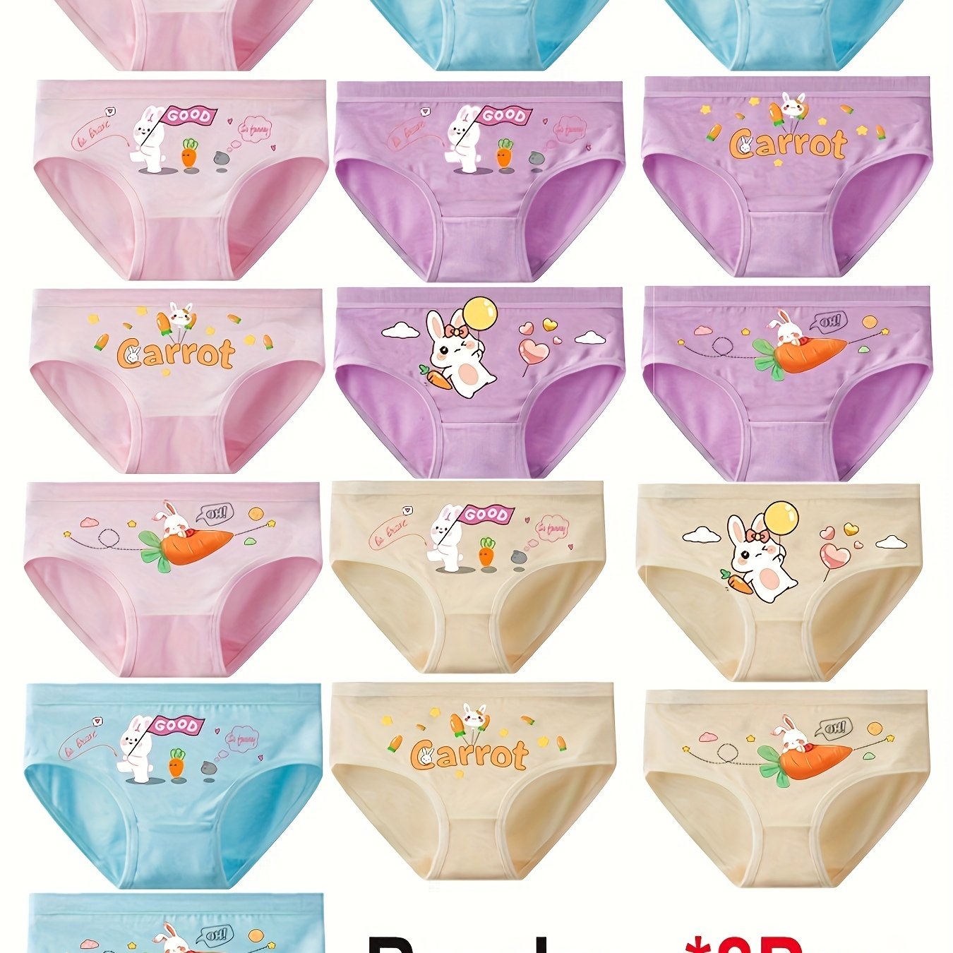 Random 8pcs Colors Girls' Cartoon Triangle Panties, Cute Underwear