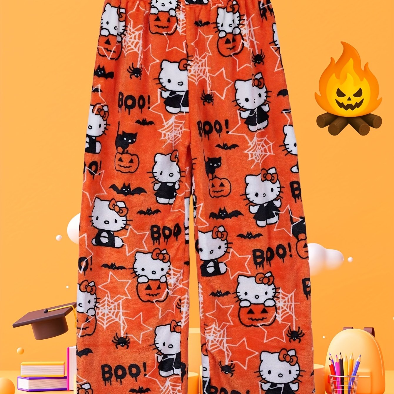 E-shop Hello Kitty Flanellhose, lizenziert von Sanrio für Allerheiligen - Bequeme und warme Hose, ideal für Herbst und Winter, für Urlaub