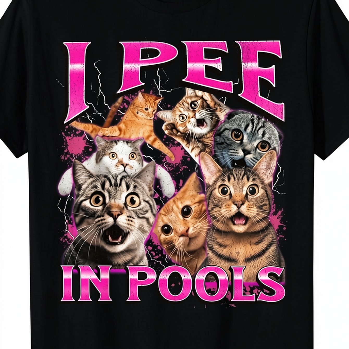 I Pee In Pools Funny Meme Bootleg Graphic 90s T-shirt | Casual Crew Neck, Stretch Fabric, Regular Fit, Perfect For Men, Geometric-pattern