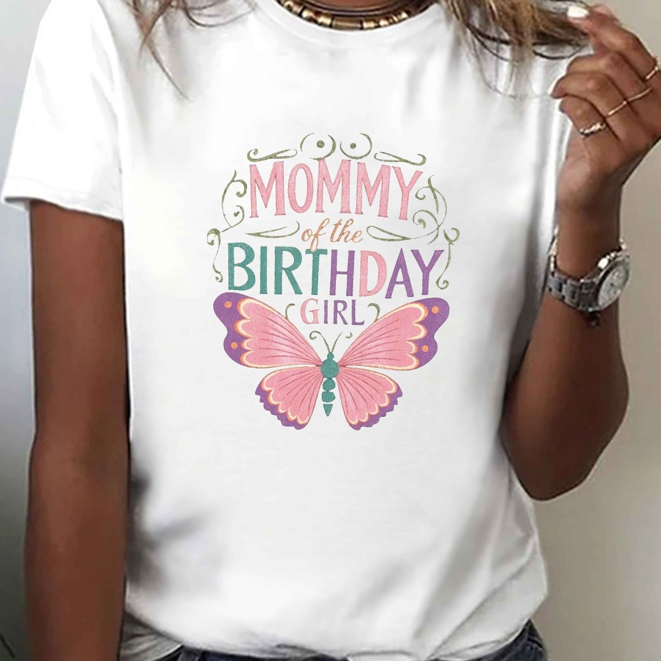 TEMU MAMAN DE D'ANNIVERSAIRE T-shirt imprimé, T-shirt décontracté à manches courtes et col rond pour l'été et , Vêtements pour femmes