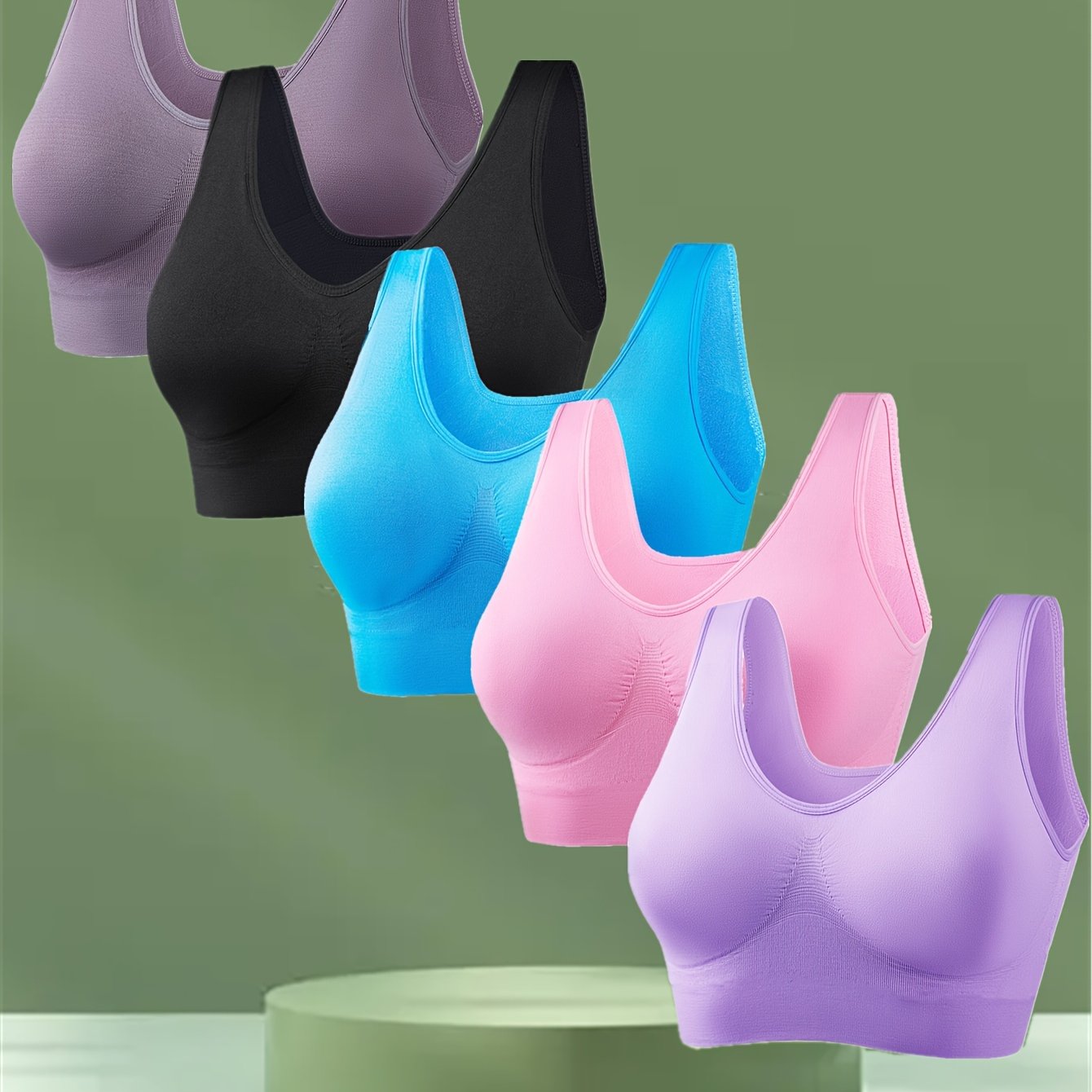 5pcs Size No Underwire Single Layer Vest No Padding Colorful Women's Bra Lingerie
