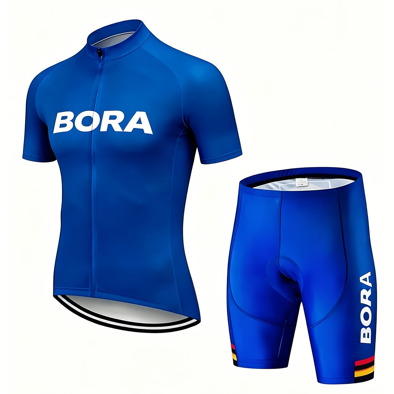 Men's Bora Short Sleeve Cycling Suit, Lightweight Quick-dry Full Zip Cycling Jersey, Non-slip Padded Cycling Shorts, Breathable Cycling Apparel
