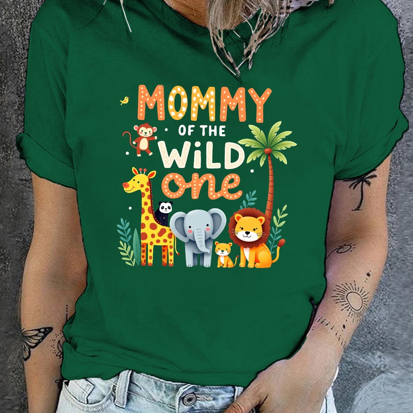 TEMU Casual Short-sleeve Crew Neck T-shirt For Women, Featuring A Design For The Adventurous Spirit, Perfect For Spring And Summer
