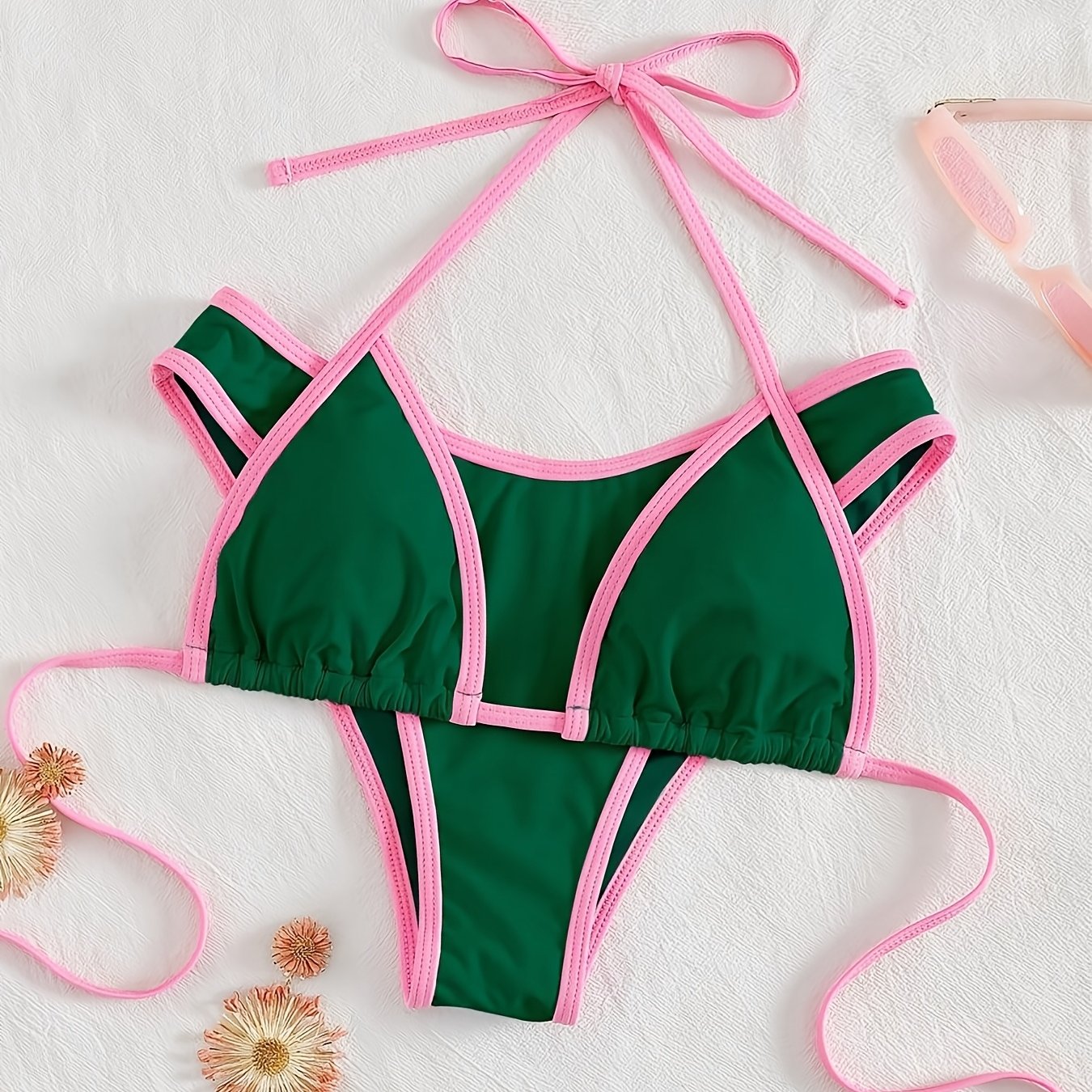 Image of Women's Block Bikini Set Two-piece Suit