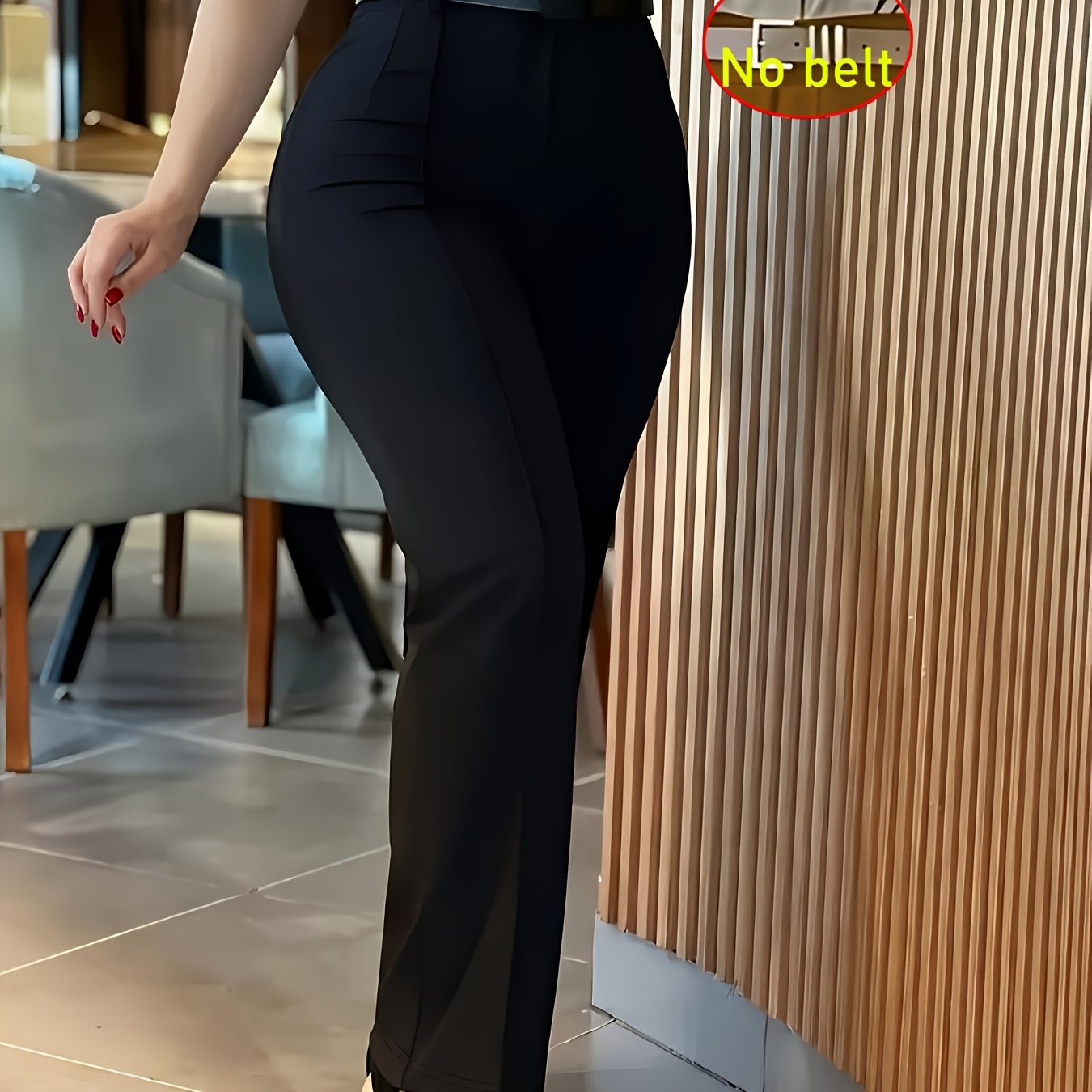 TEMU Women's Elegant Solid Color Casual Wide Leg Pants (no Belt)