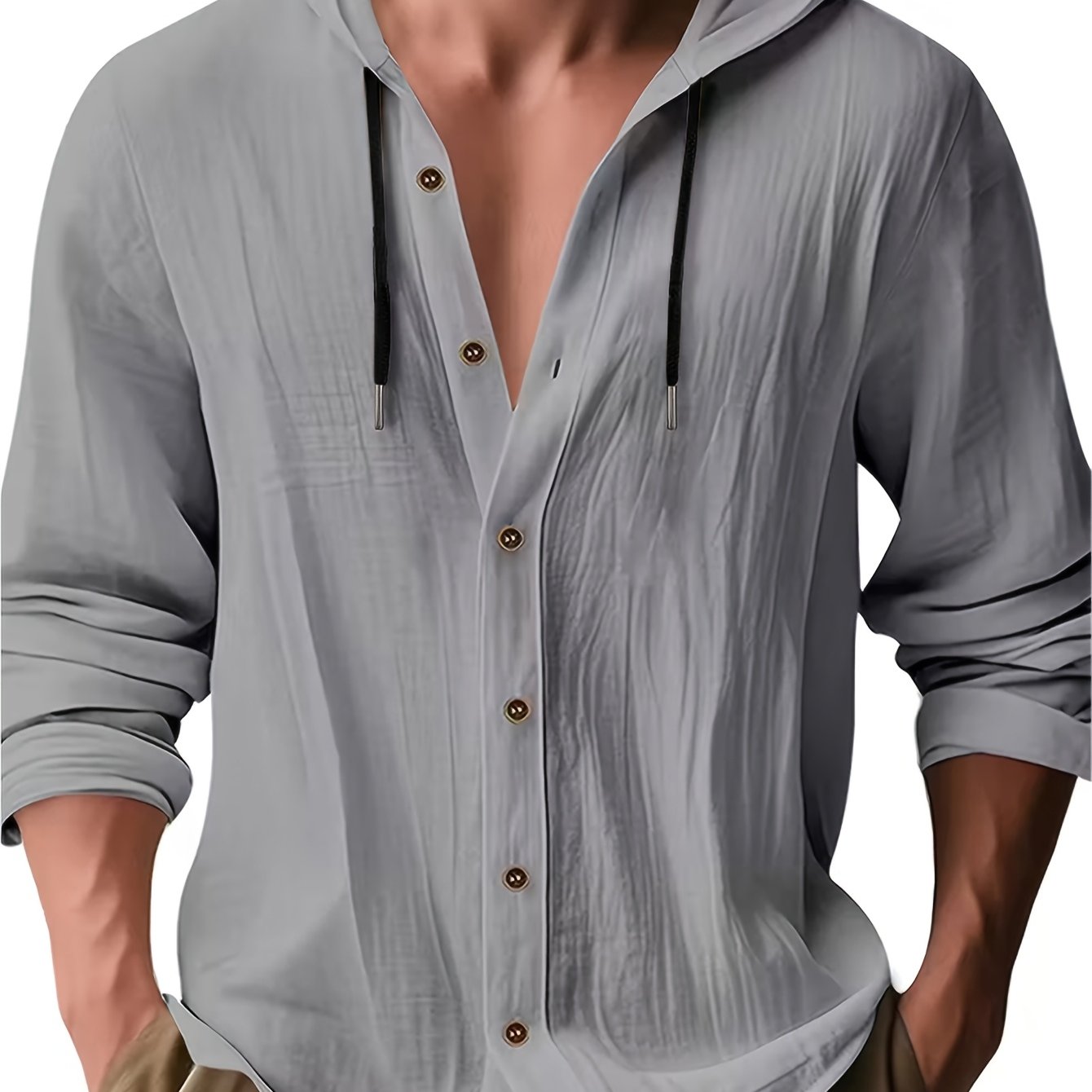 TEMU Men's Hawaiian Casual Long Sleeve Hooded Cardigan