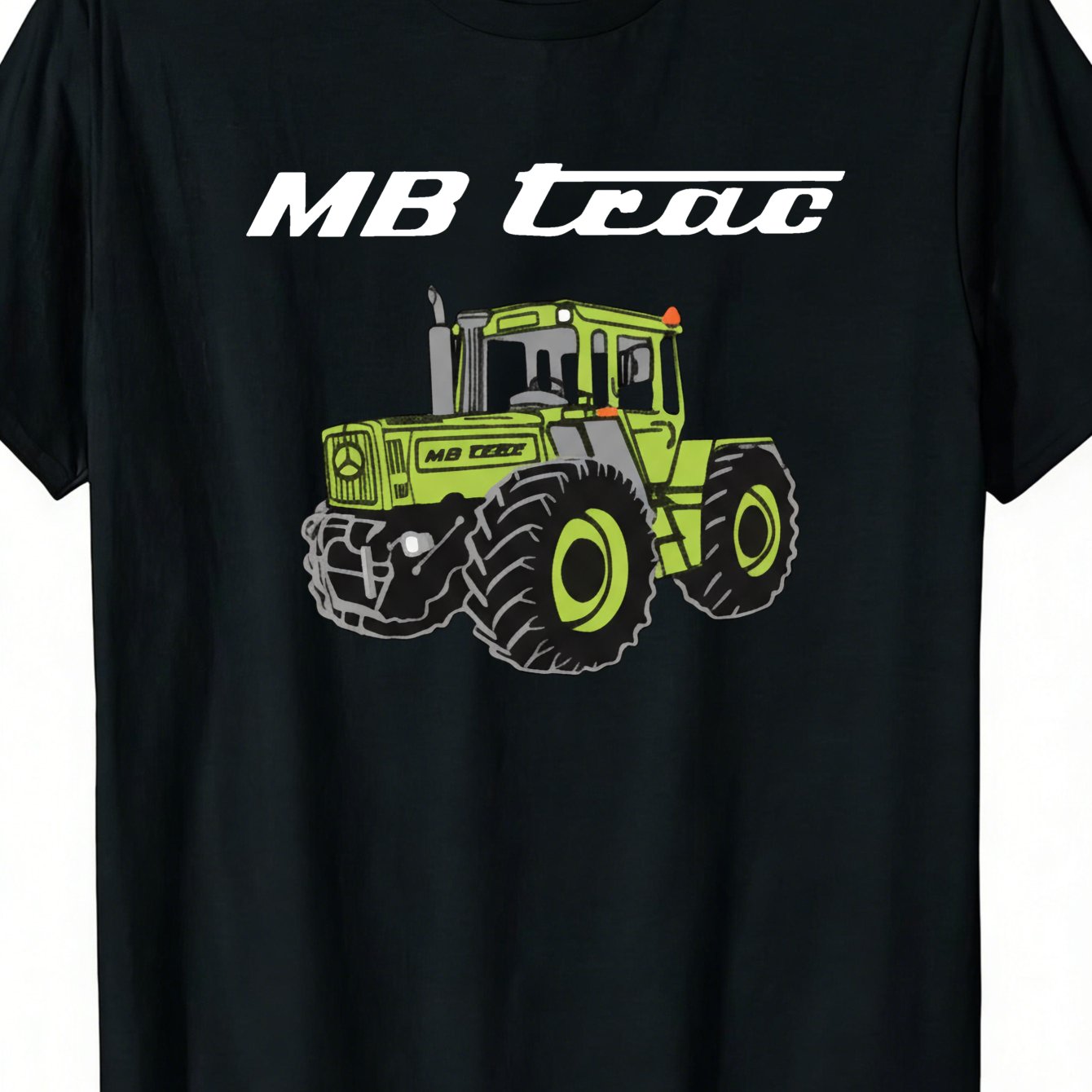 Fit | Mb Trac Tractor Graphic And Text Design, 100, Fashionable Versatile, Casual Crew Neck, Stretch Fabric, Plus Size