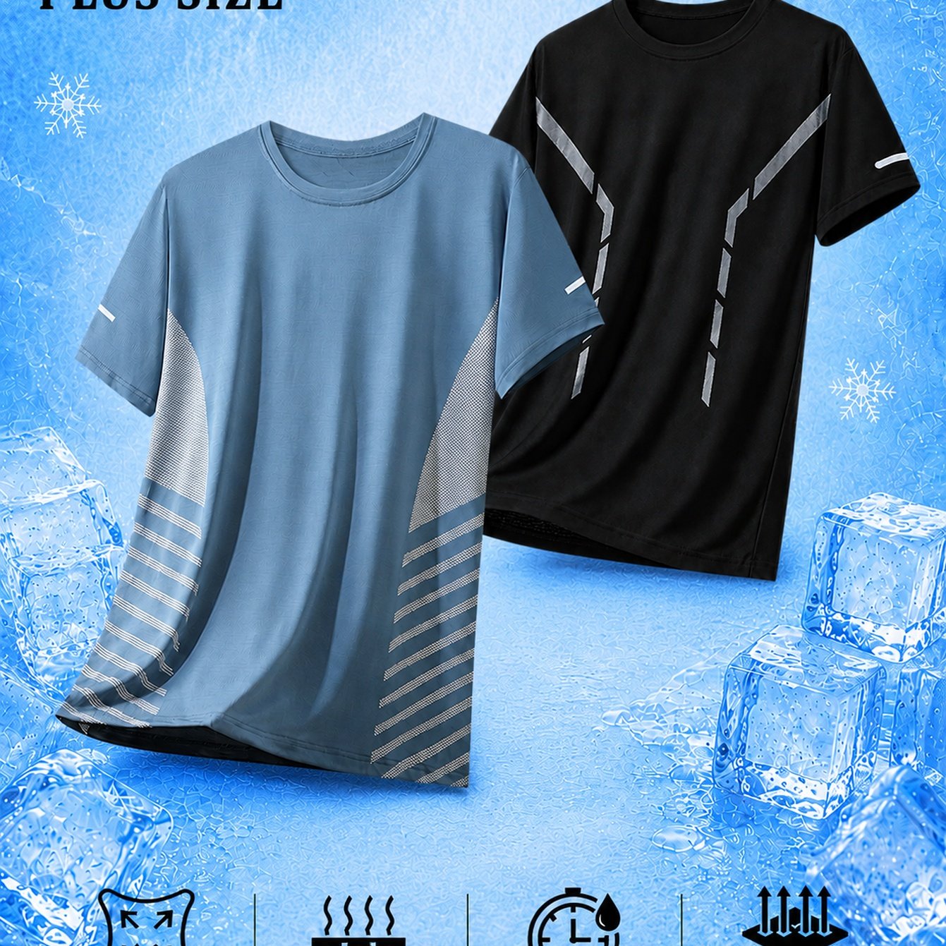 TEMU 2pcs Men's Plus Size Sports Short Sleeve T-shirts, 2pcs Plus Size Outdoor Casual Short Sleeve Tees, Striped T-shirts, Loose And , High-stretch