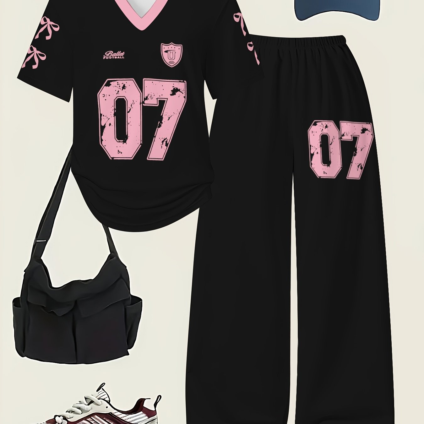 Girls' Fashion Set Girls' Fashion Pants Cute Print T-shirt And Pants Two-piece Set, For Outdoor, Y2k Clothes