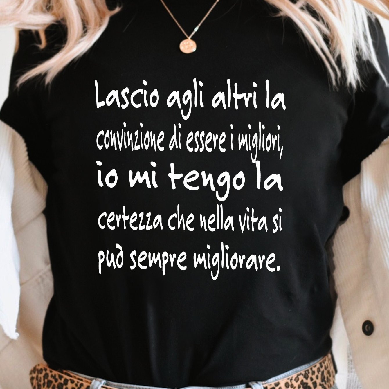TEMU Italianx Fun Italian Print T-shirt, Short Sleeve Crew Neck Casual Top For Summer & Spring, Women's Clothing