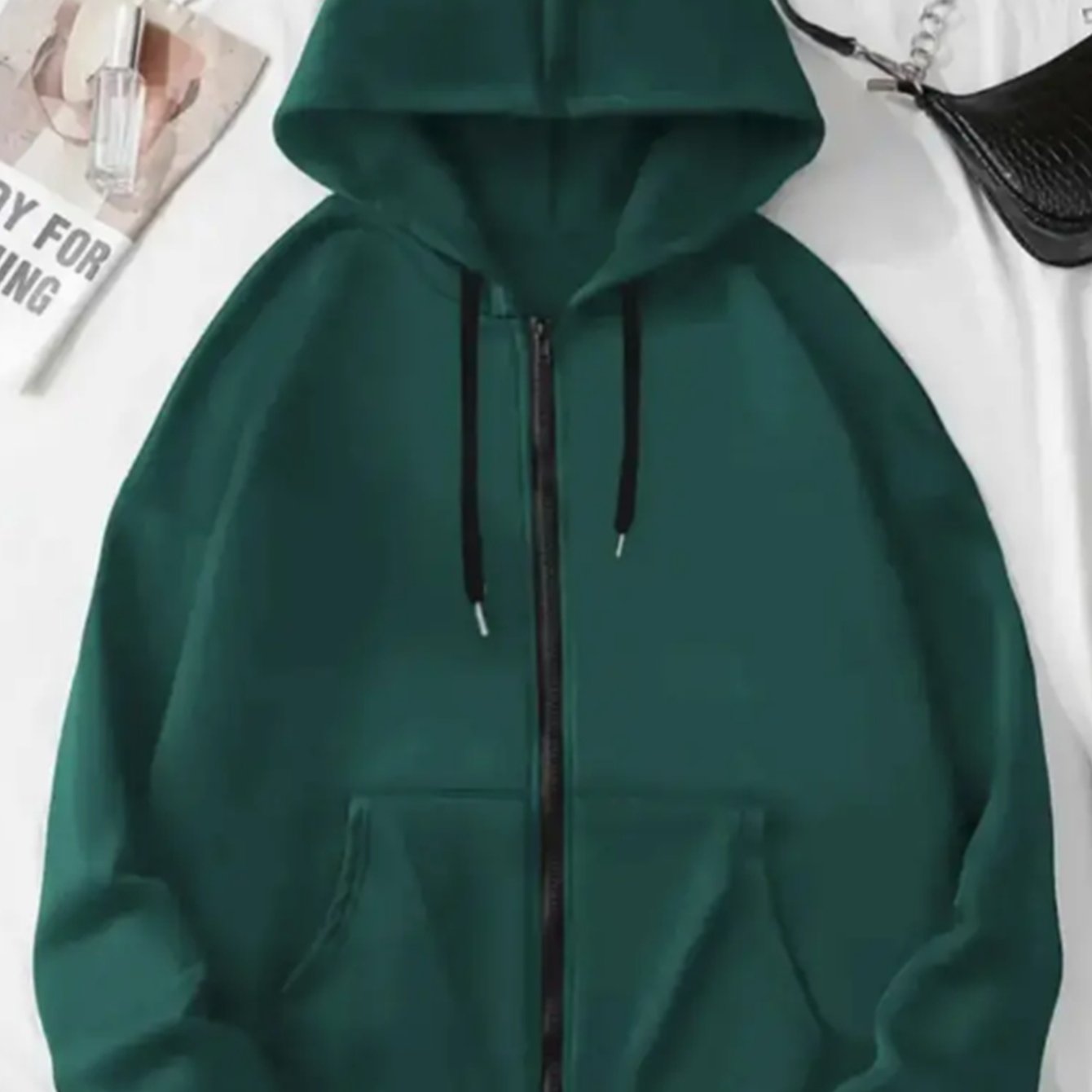 TEMU Simple Ladies Plus Size Hooded Zipper Sweater, Not Picking Loose-fitting Tops, Simple And Not Monotonous Atmosphere Full Of Hooded Sweaters,