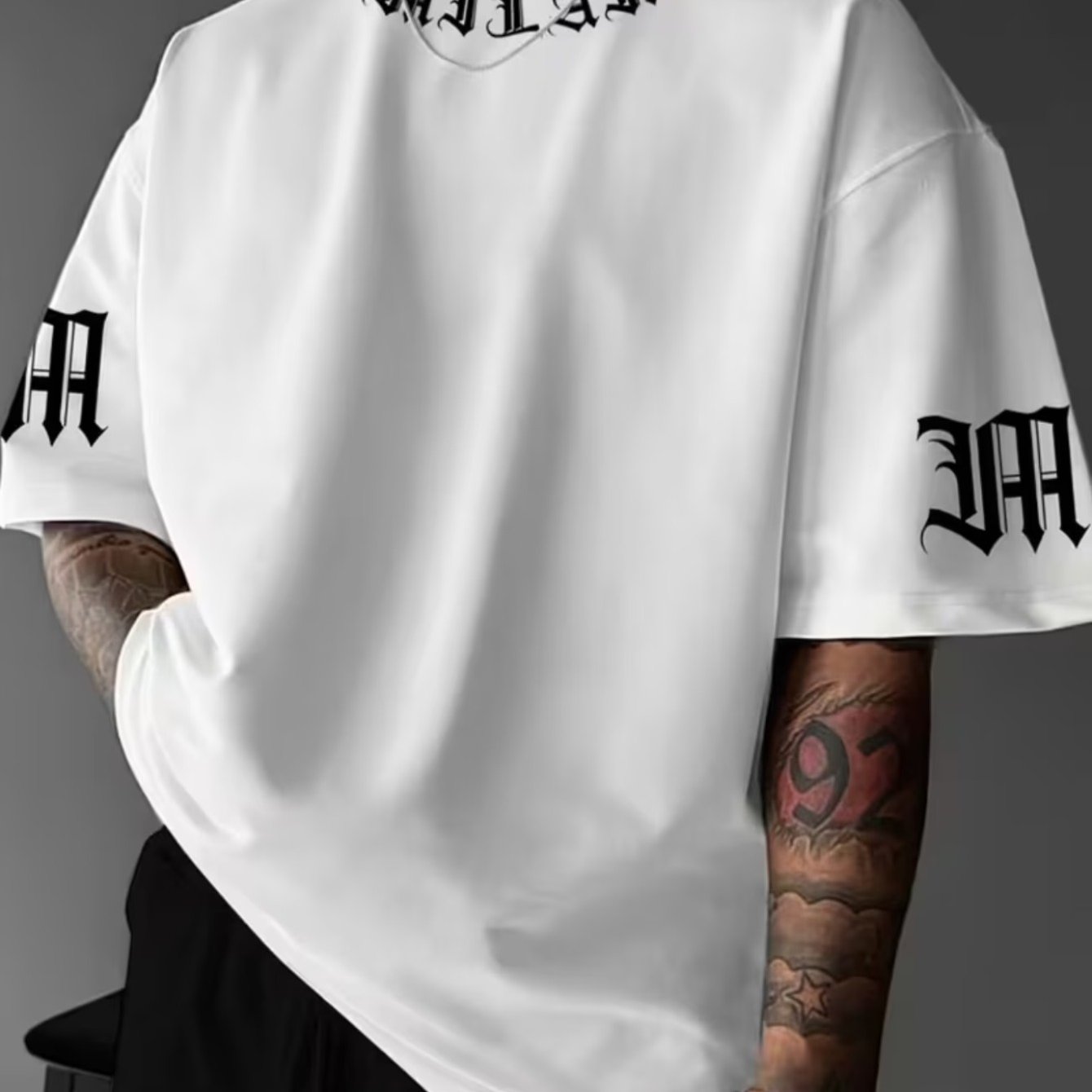 TEMU 2026 Summer 's Collar Gothic Letter Print Round Neck Short Sleeve T-shirt, Loose Fit American Style Youth Couple Top, Sweat-absorbent Breathable