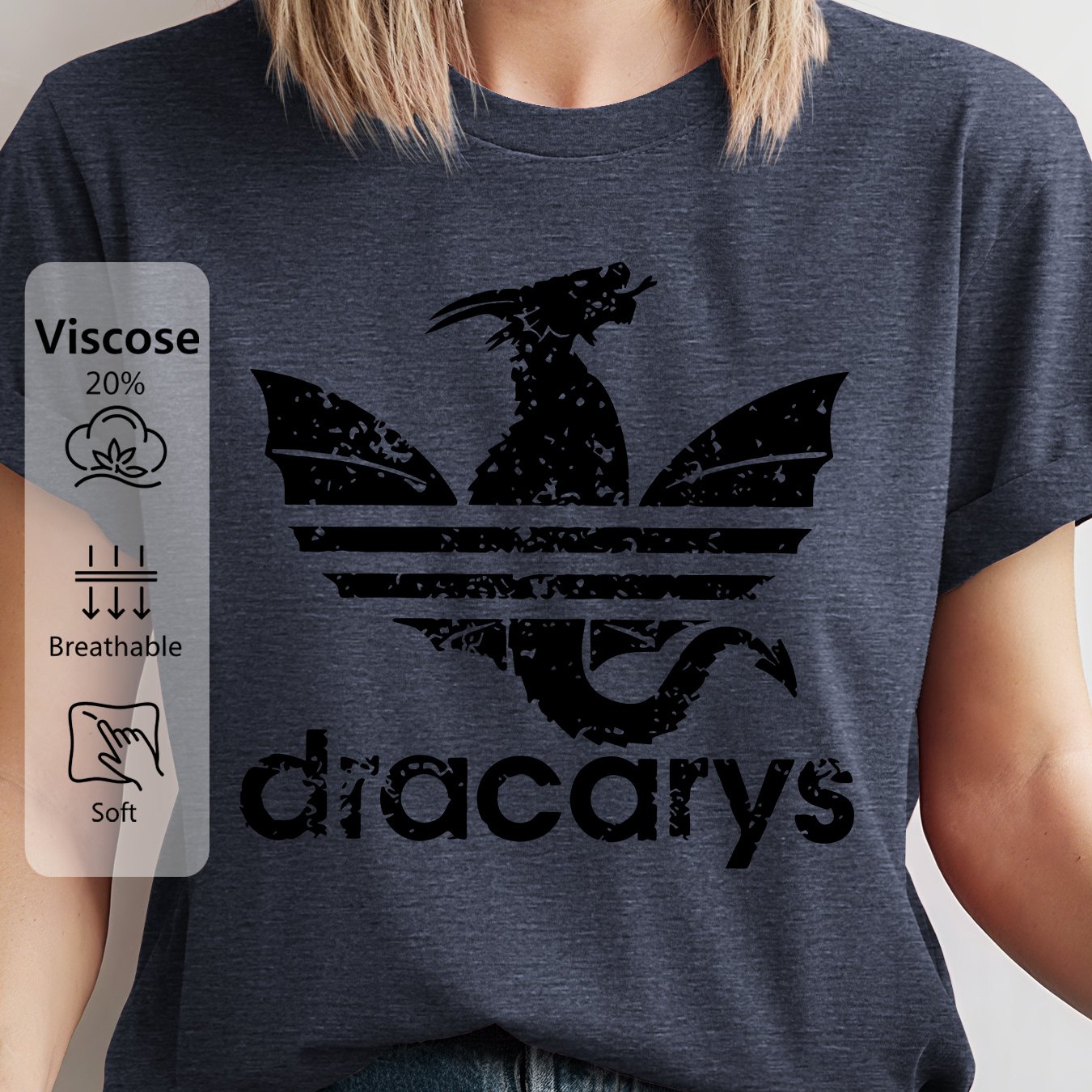 TEMU Officially Licensed | Dragon Mother Distressed Flying Dragon Print T-shirt | Style Fashion Top | Women's Round Neck Short Sleeve | Casual Loose