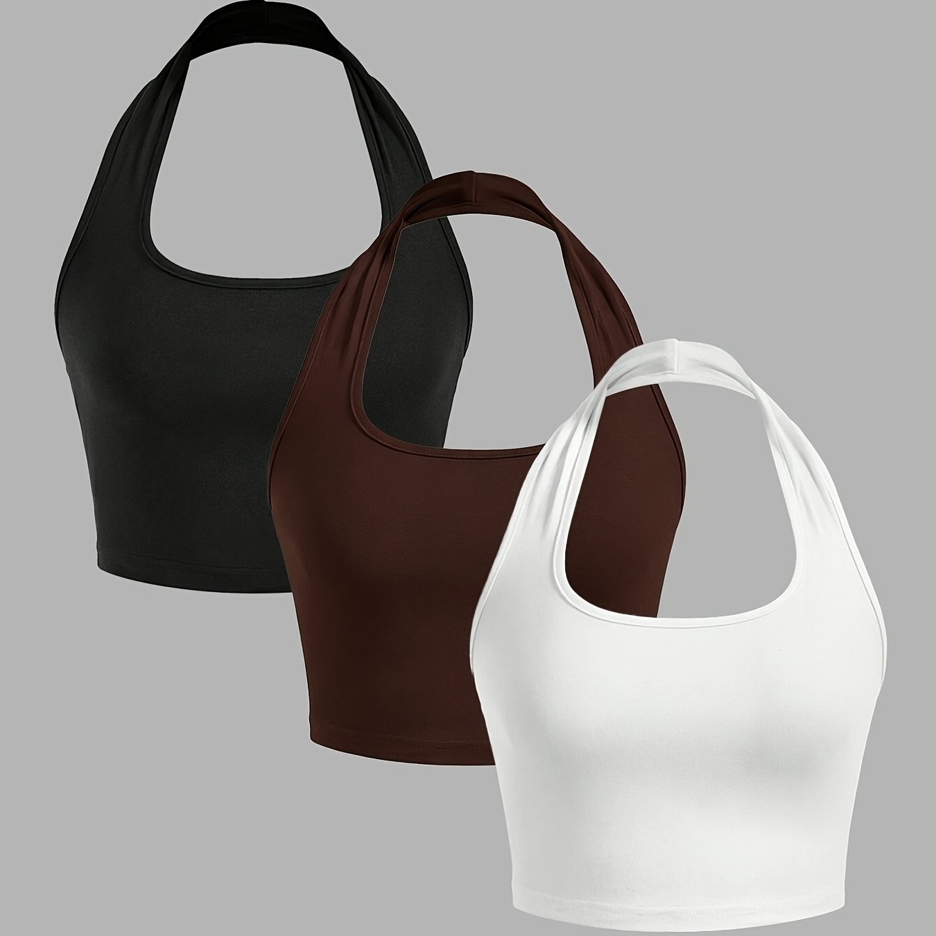 TEMU 3pcs Set Of Sexy Halter Neck Tube Tops, Solid Color Sexy Casual Tank Tops For Women